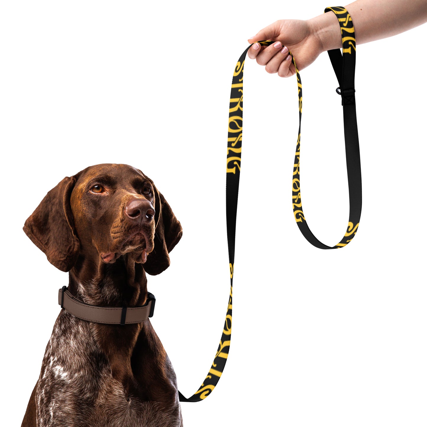 “STRONG” Black Pet Leash W/Yellow Font
