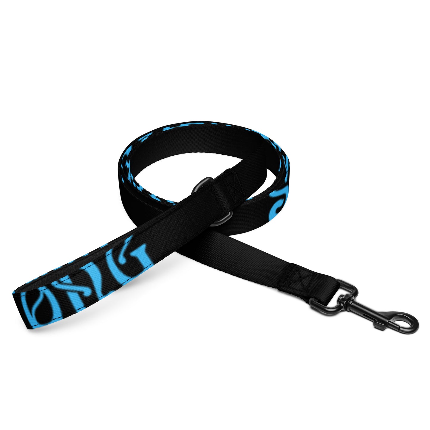 “STRONG”Black Pet Leash W/SkyBlue Font