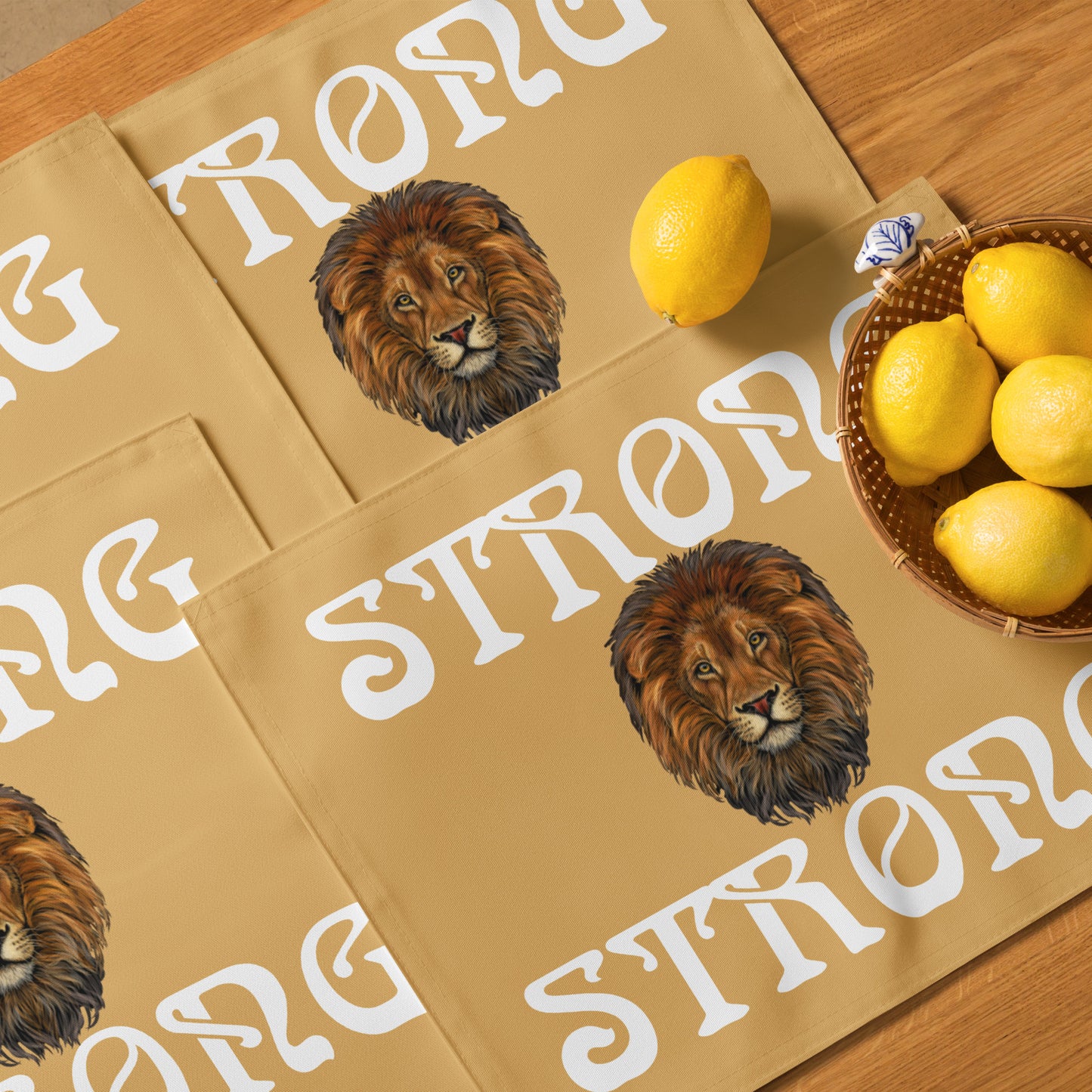 “STRONG”Fawn Placemat Set W/White Font
