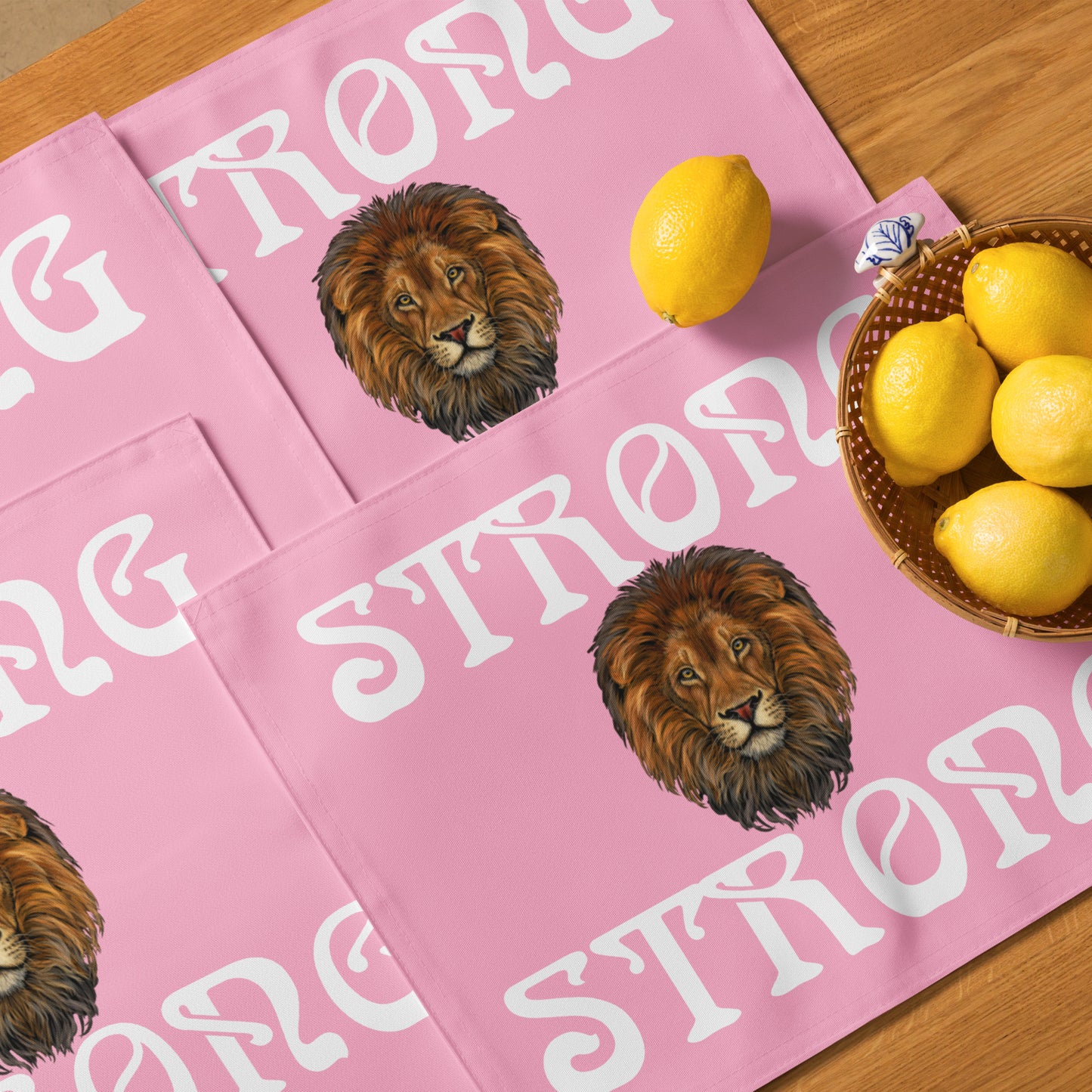 “STRONG”Cotton Candy Placemat Set W/White Font
