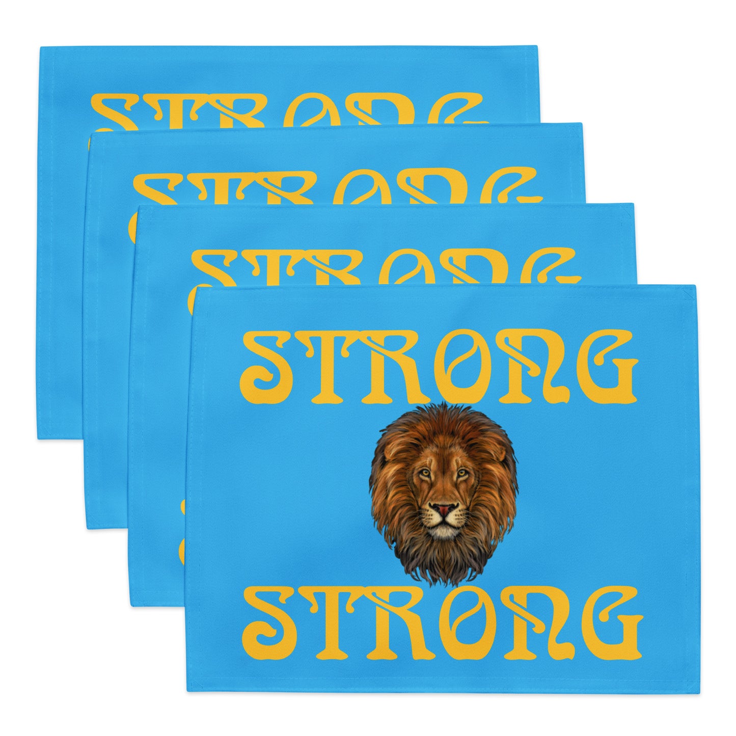 “STRONG”SkyBlue Placemat Set W/Yellow Font
