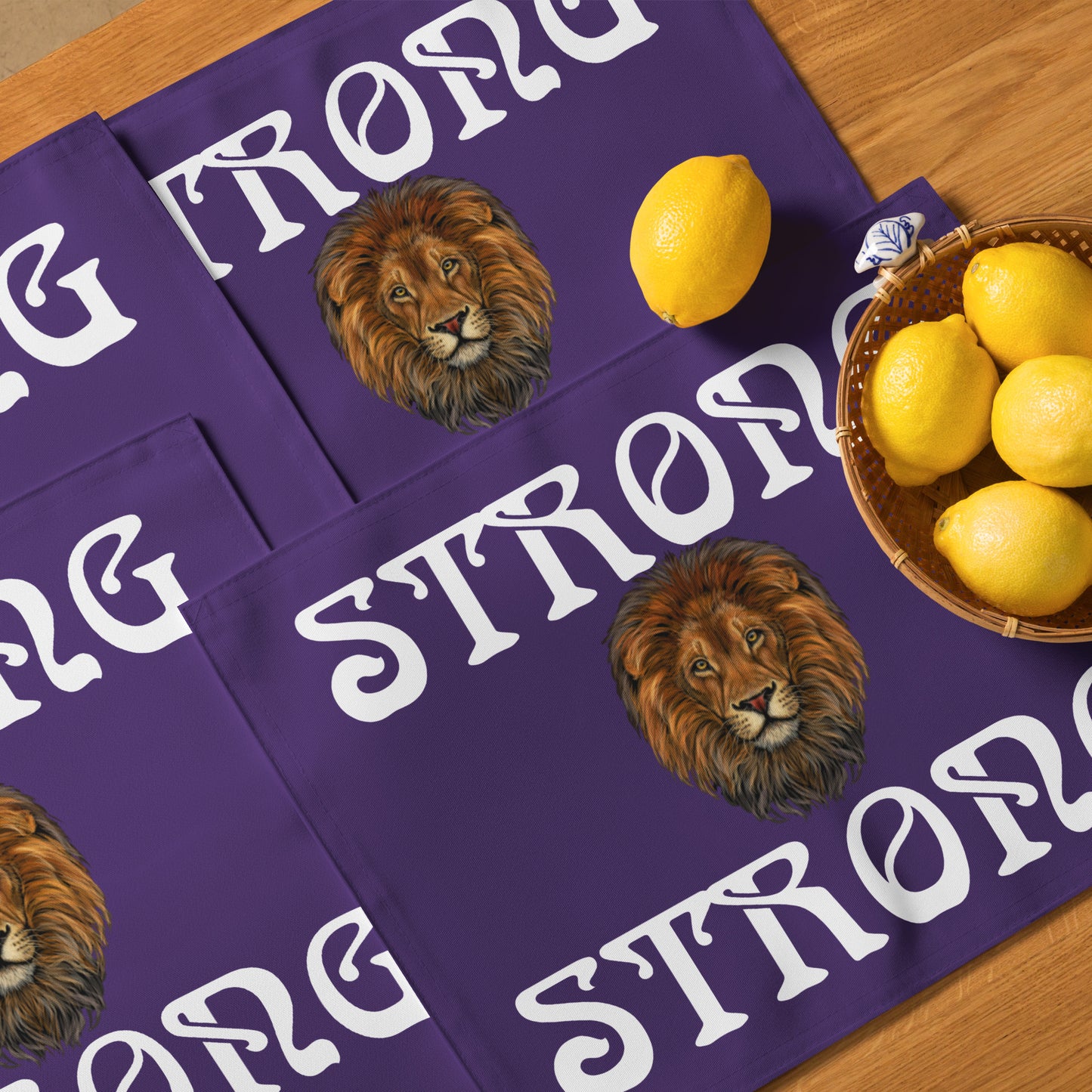 “STRONG”Purple Placemat Set W/White Font