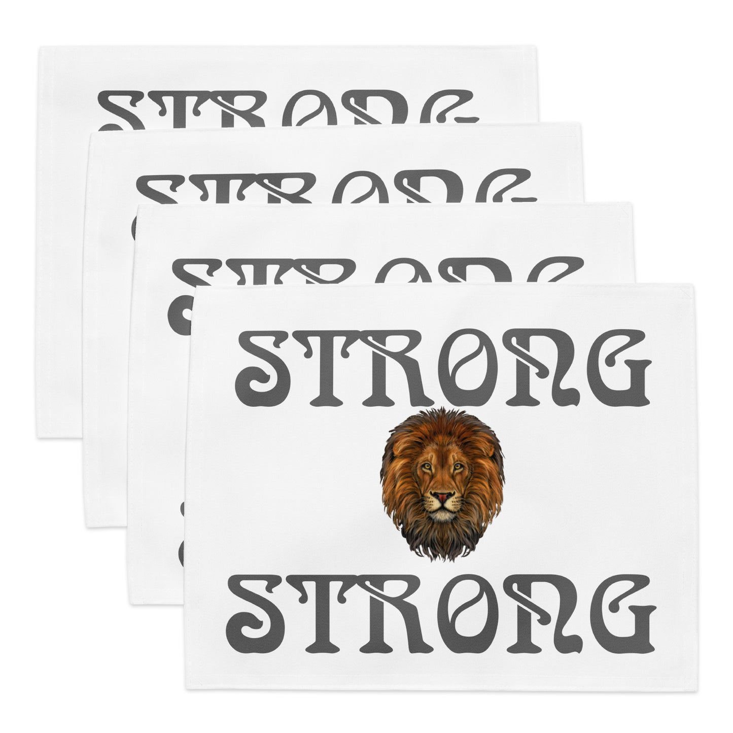 “STRONG”White Placemat Set W/Grey Font