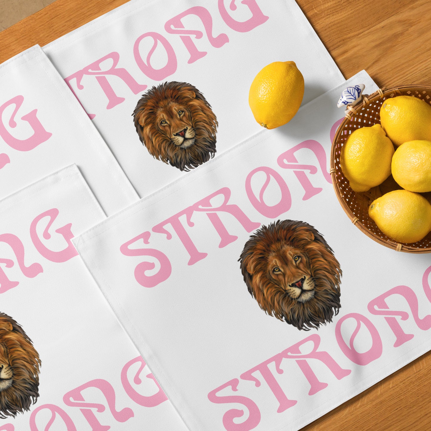“STRONG”White Placemat Set W/Cotton Candy Font