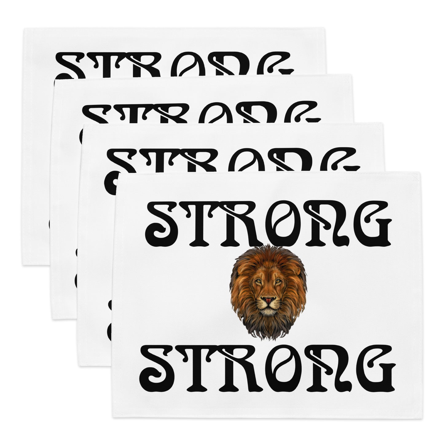 “STRONG”White Placemat Set W/Black Font