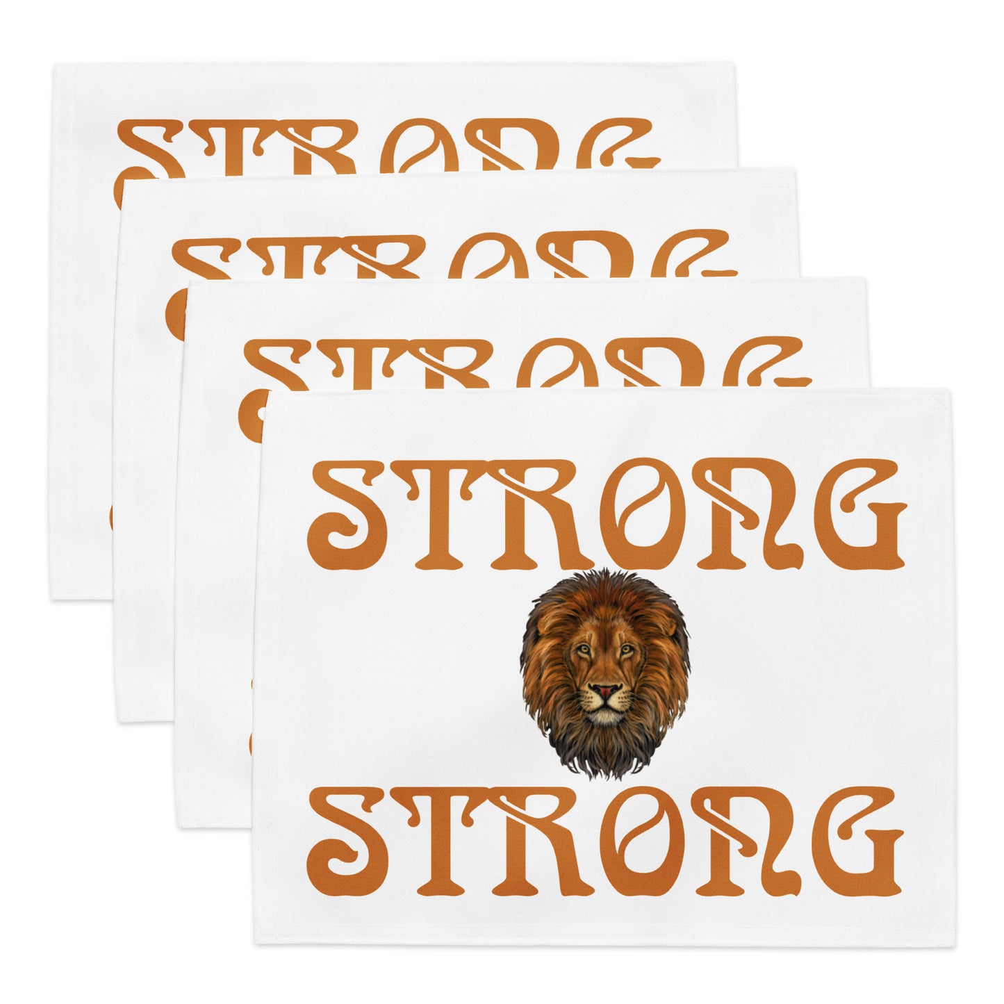 “STRONG”White Placemat Set W/Bronze Font