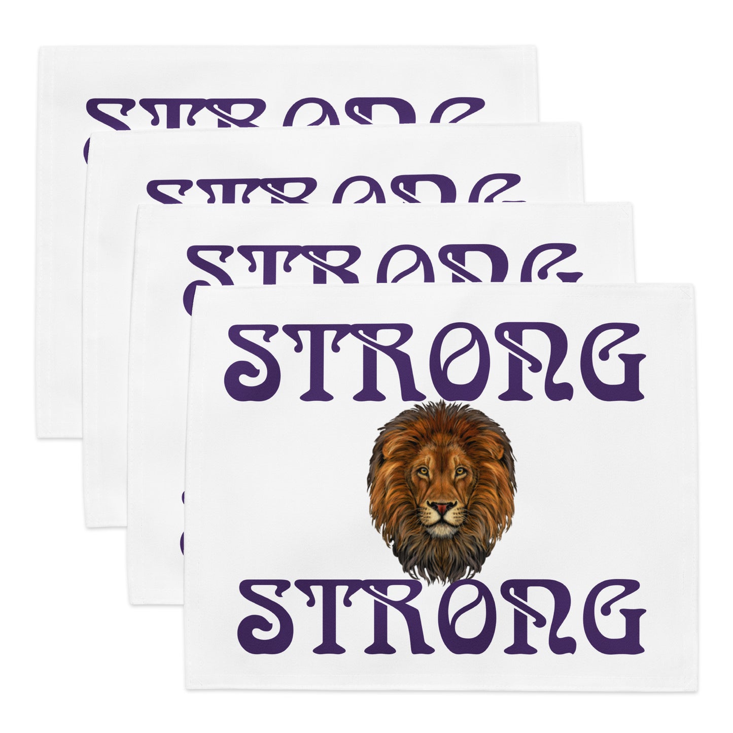 “STRONG”White Placemat Set W/Purple Font