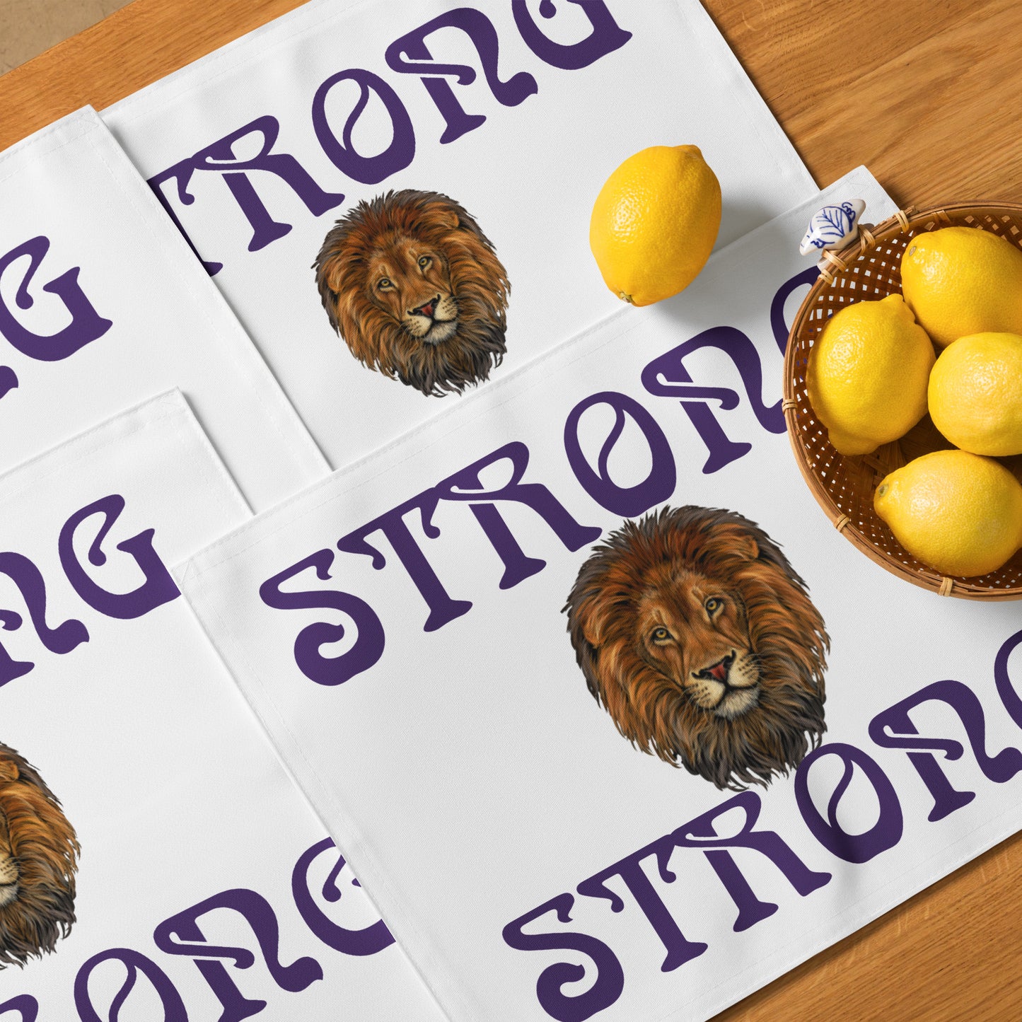 “STRONG”White Placemat Set W/Purple Font