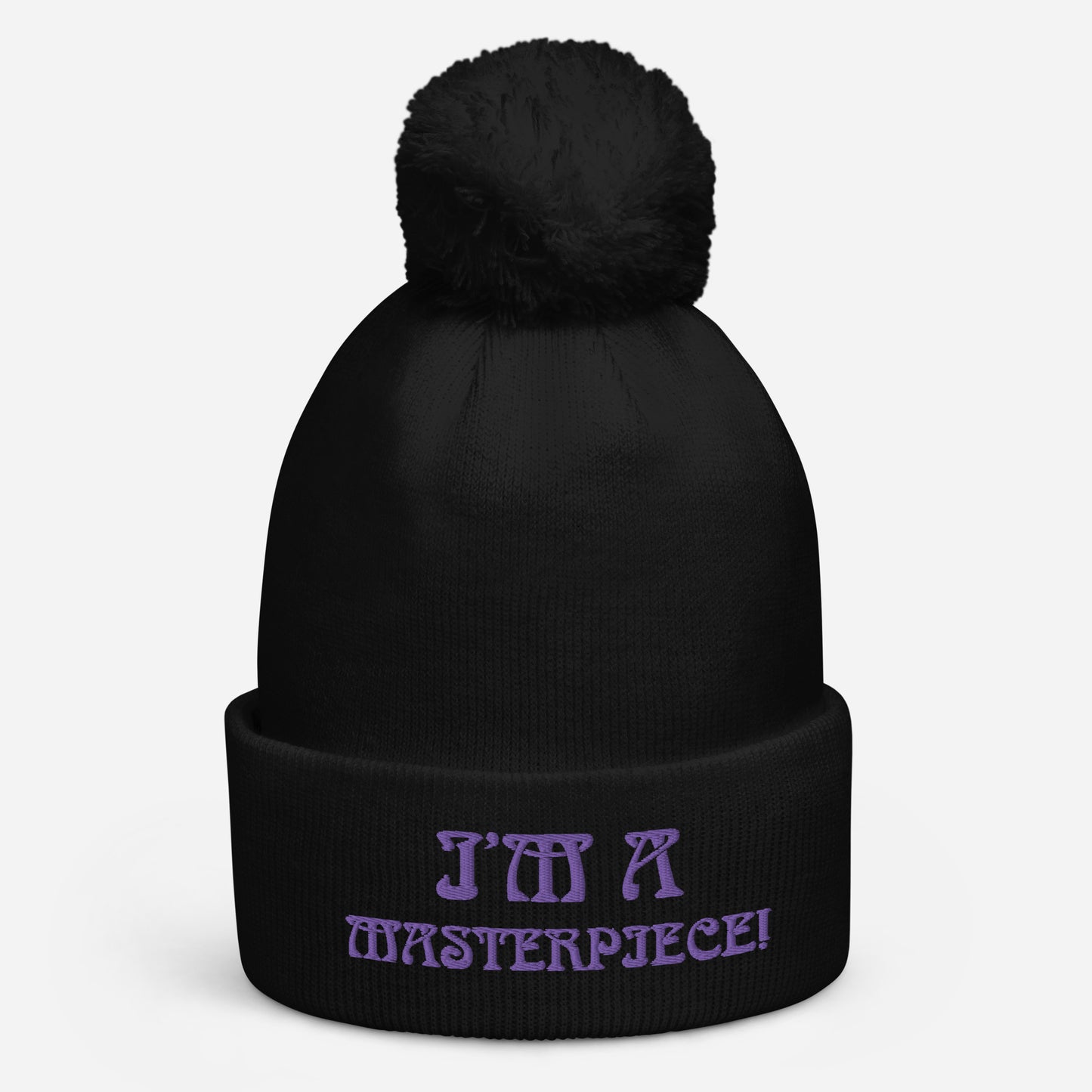 "I’M A MASTERPIECE!"Pom Pom Beanie W/Purple Font