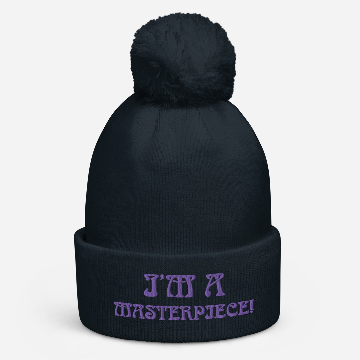 "I’M A MASTERPIECE!"Pom Pom Beanie W/Purple Font