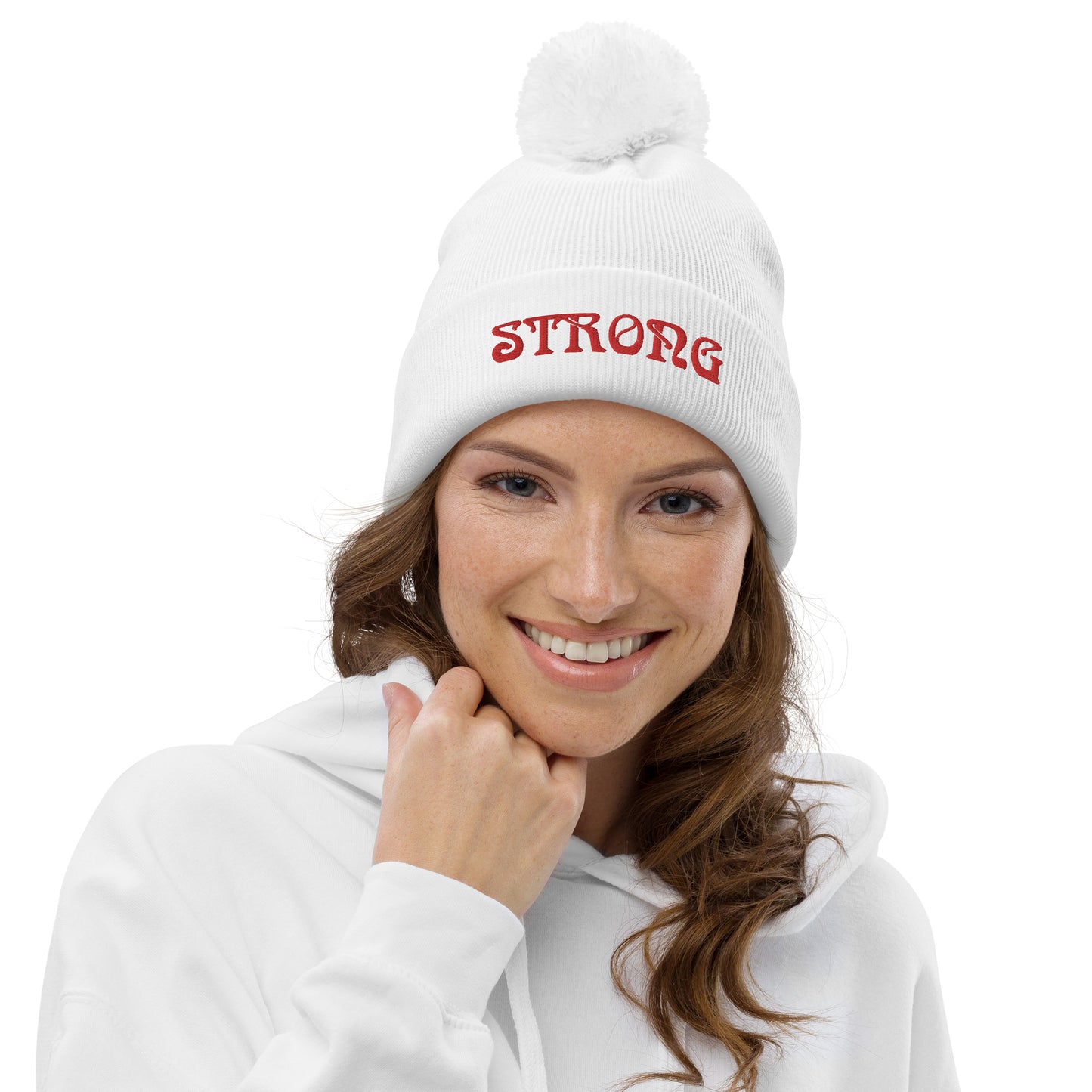 “STRONG”Pom Pom Beanie