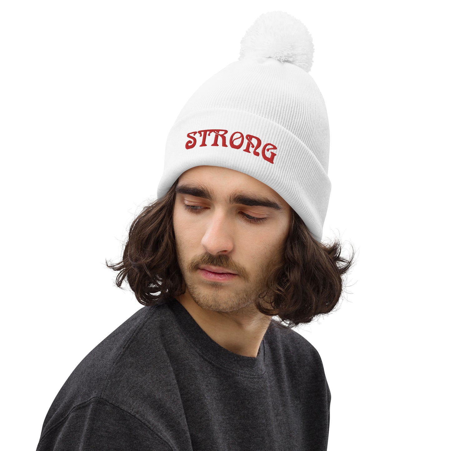 “STRONG”Pom Pom Beanie