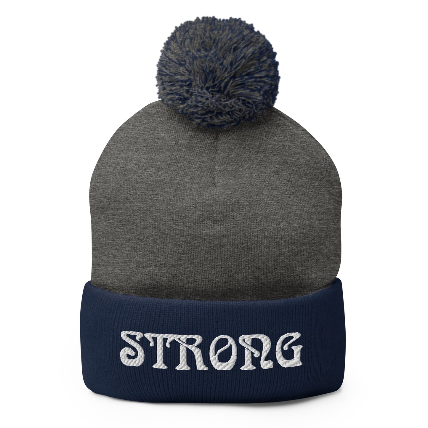 “STRONG”Pom-Pom Beanie W/White Font
