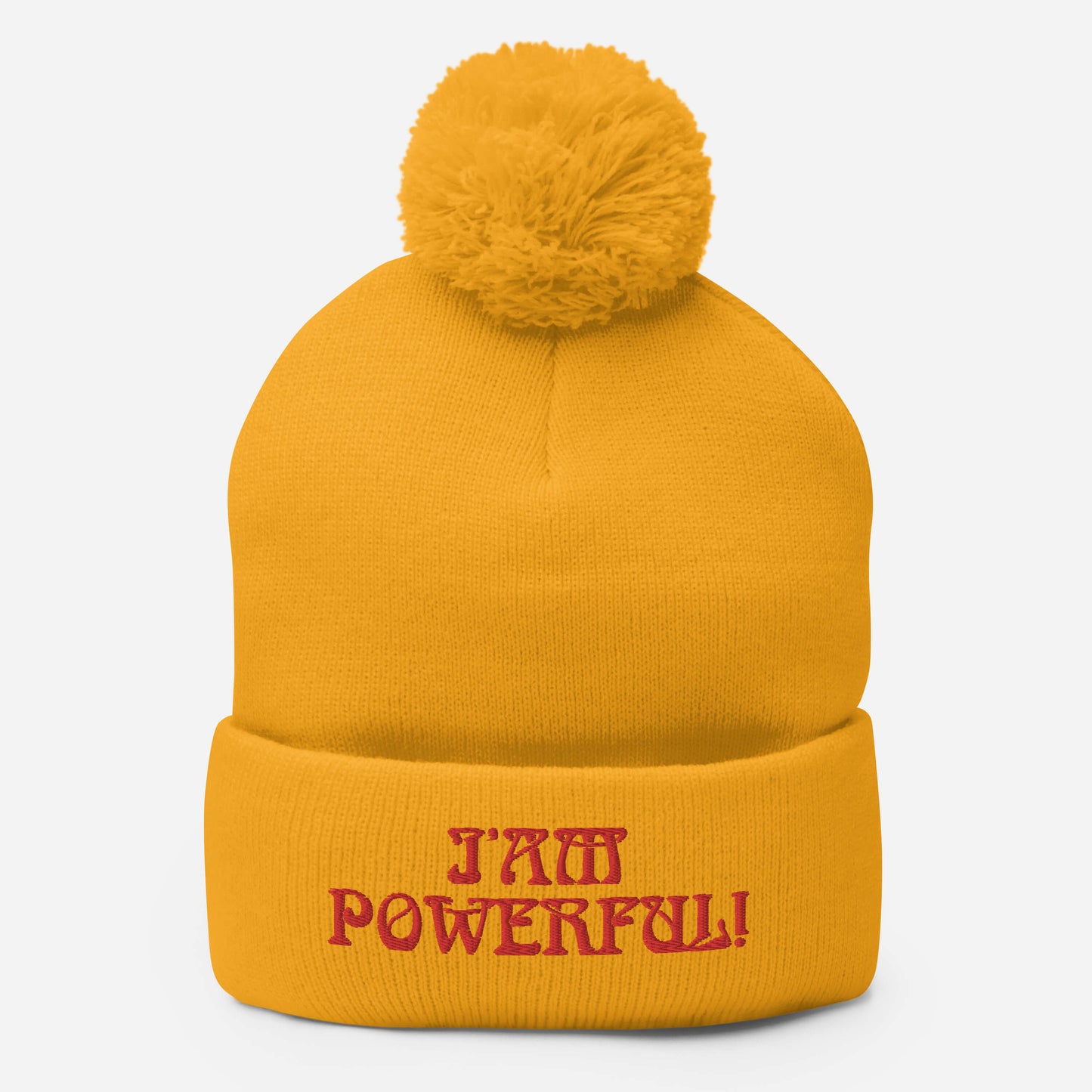 “I’AM POWERFUL!"Pom-Pom Beanie W/Red Font