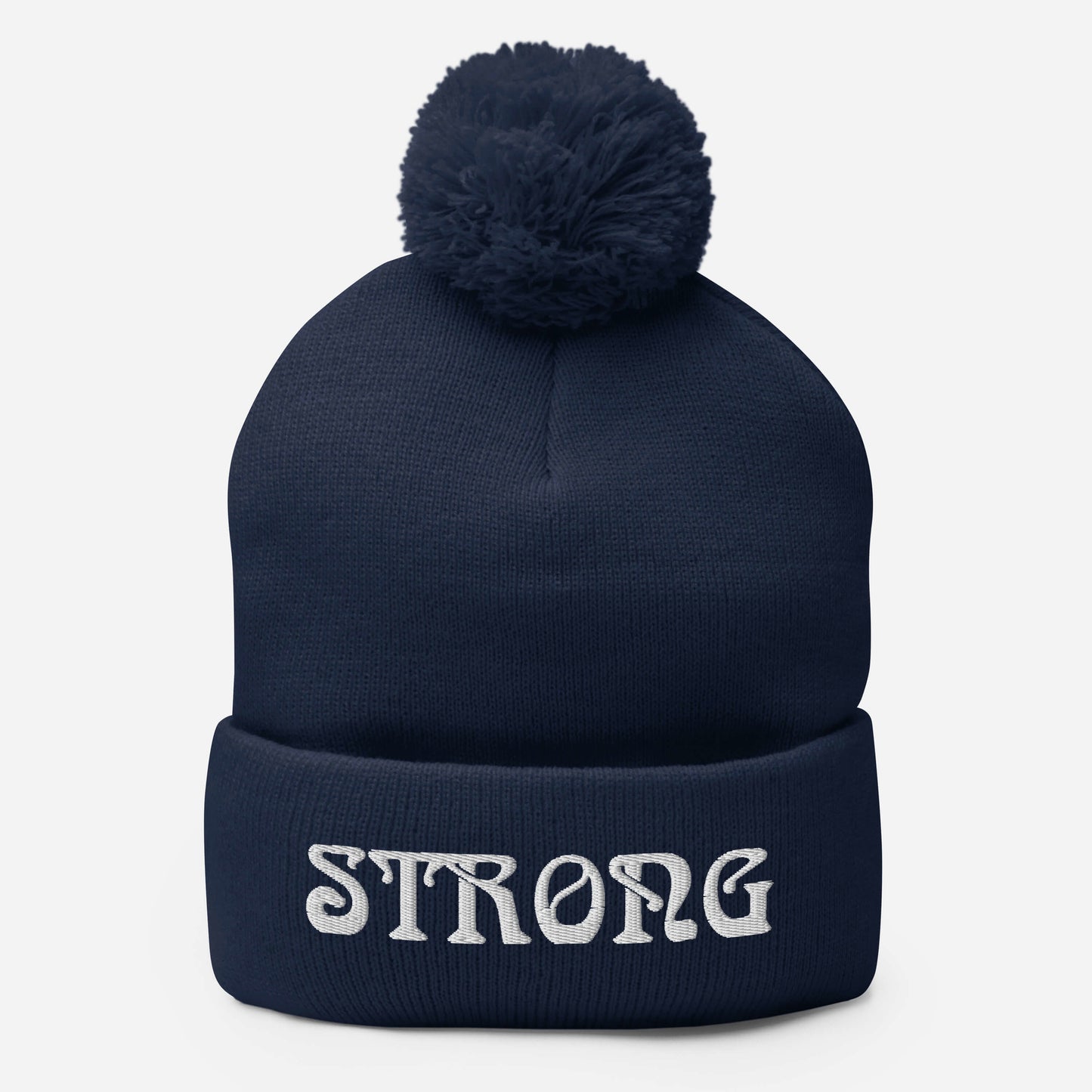 “STRONG”Pom-Pom Beanie W/White Font