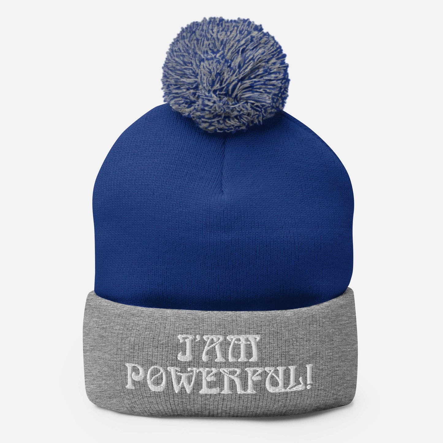“I’AM POWERFUL!”Pom-Pom Beanie W/White Font