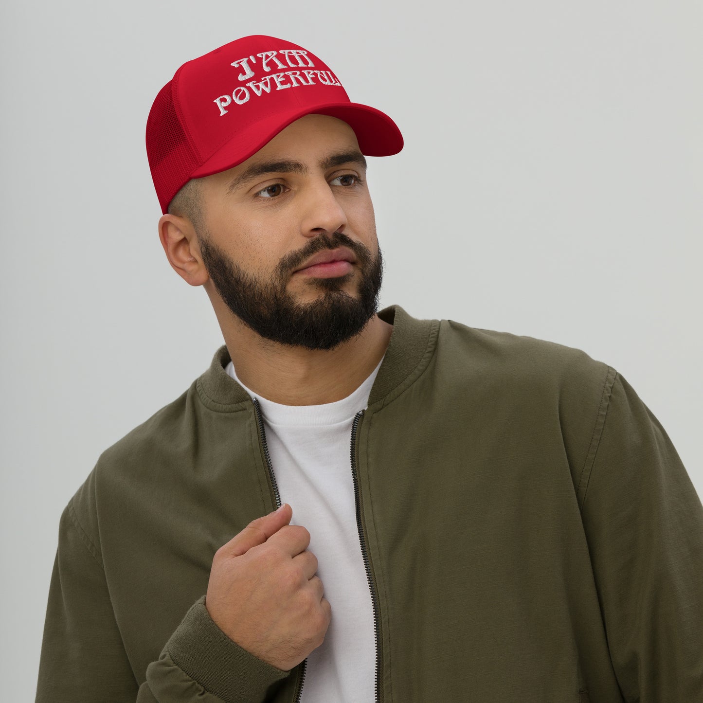 “I’AM POWERFUL!”Trucker Cap W/White Font