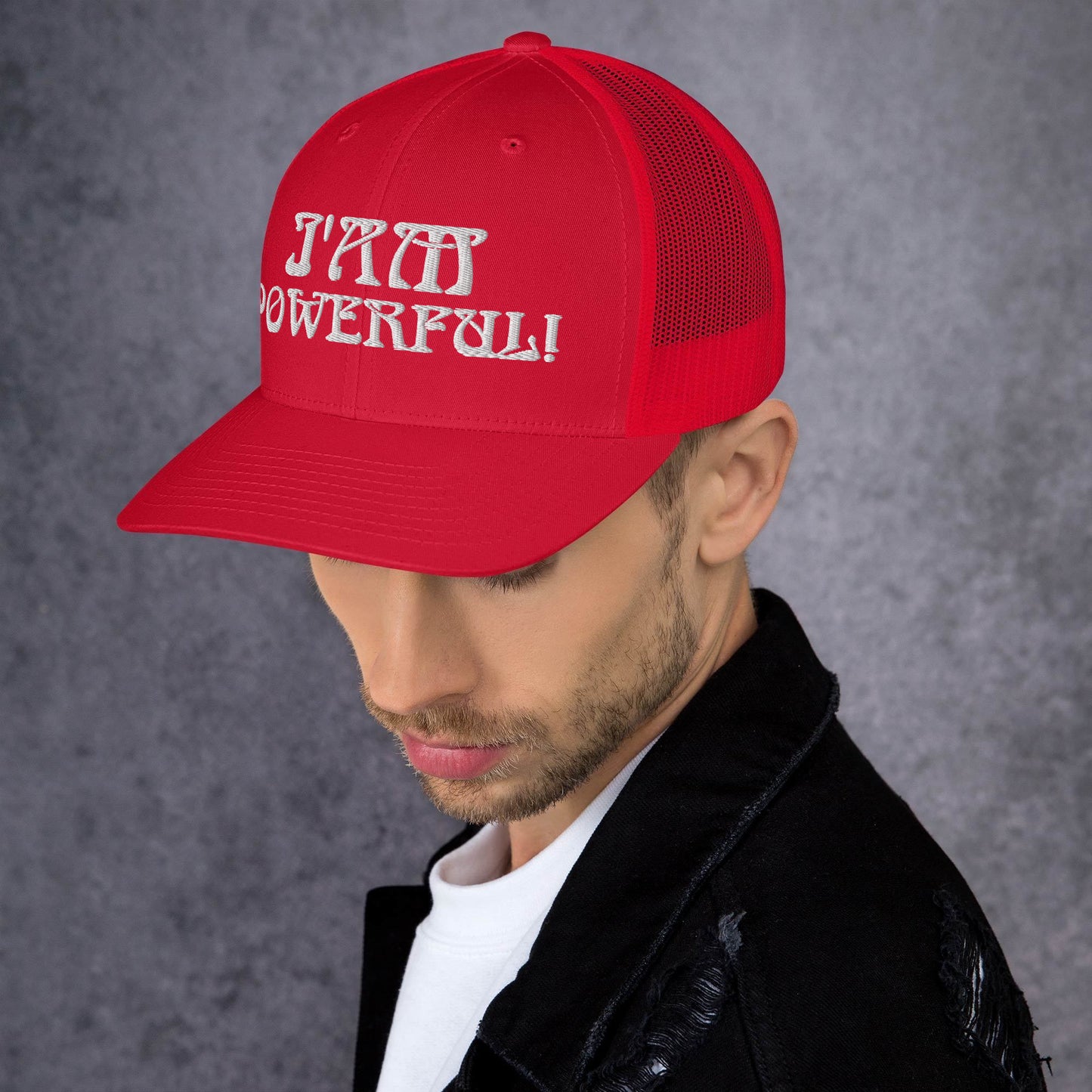 “I’AM POWERFUL!”Trucker Cap W/White Font