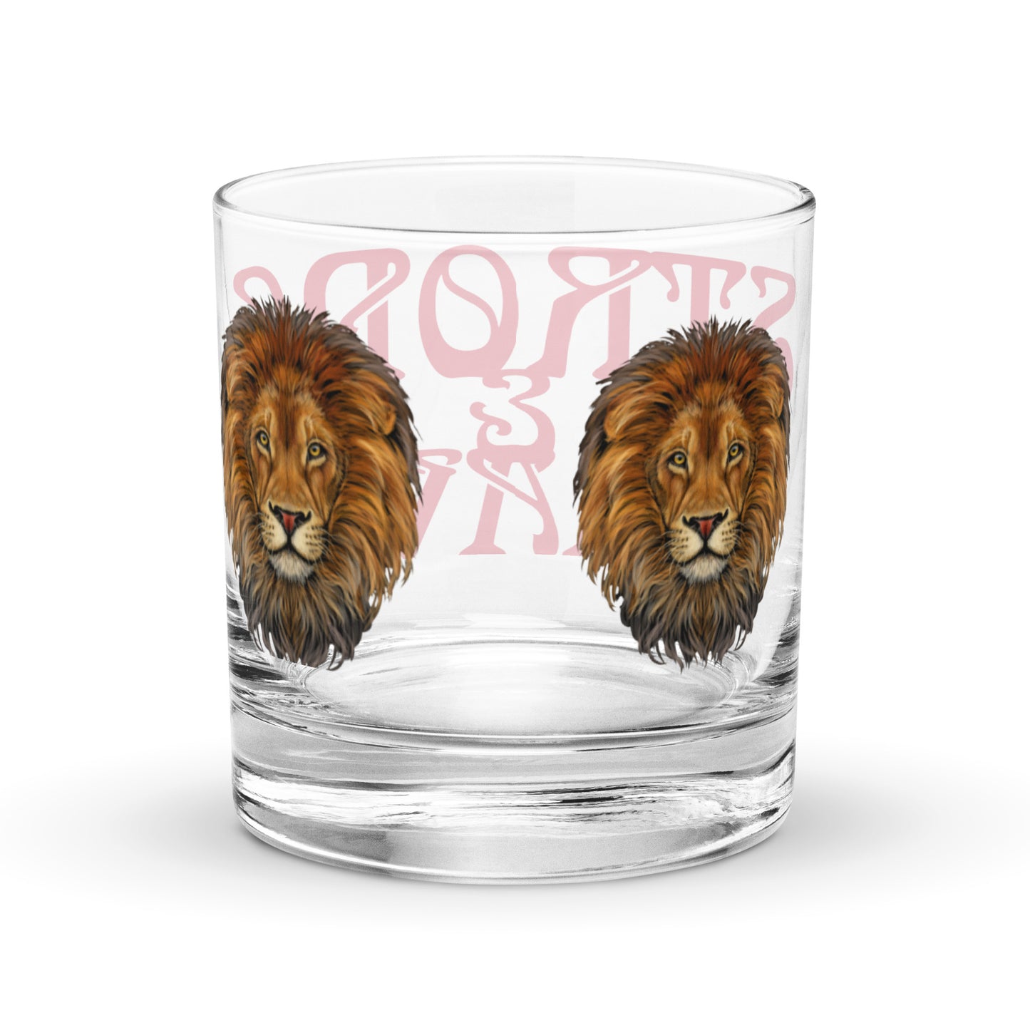 “STRONG & BRAVE Rocks Glass W/Red Font