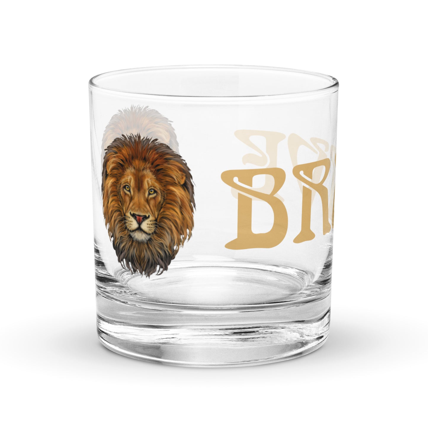 “BRAVE”Rocks Glass W/Fawn Font