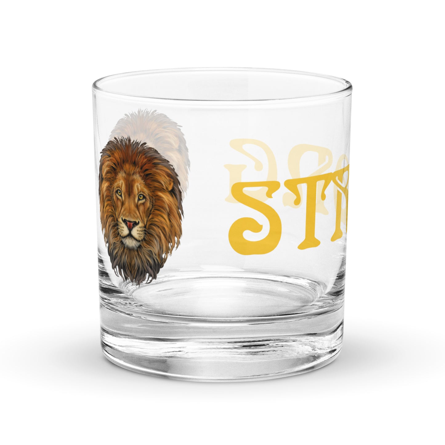 “STRONG”Rocks Glass W/Yellow Font