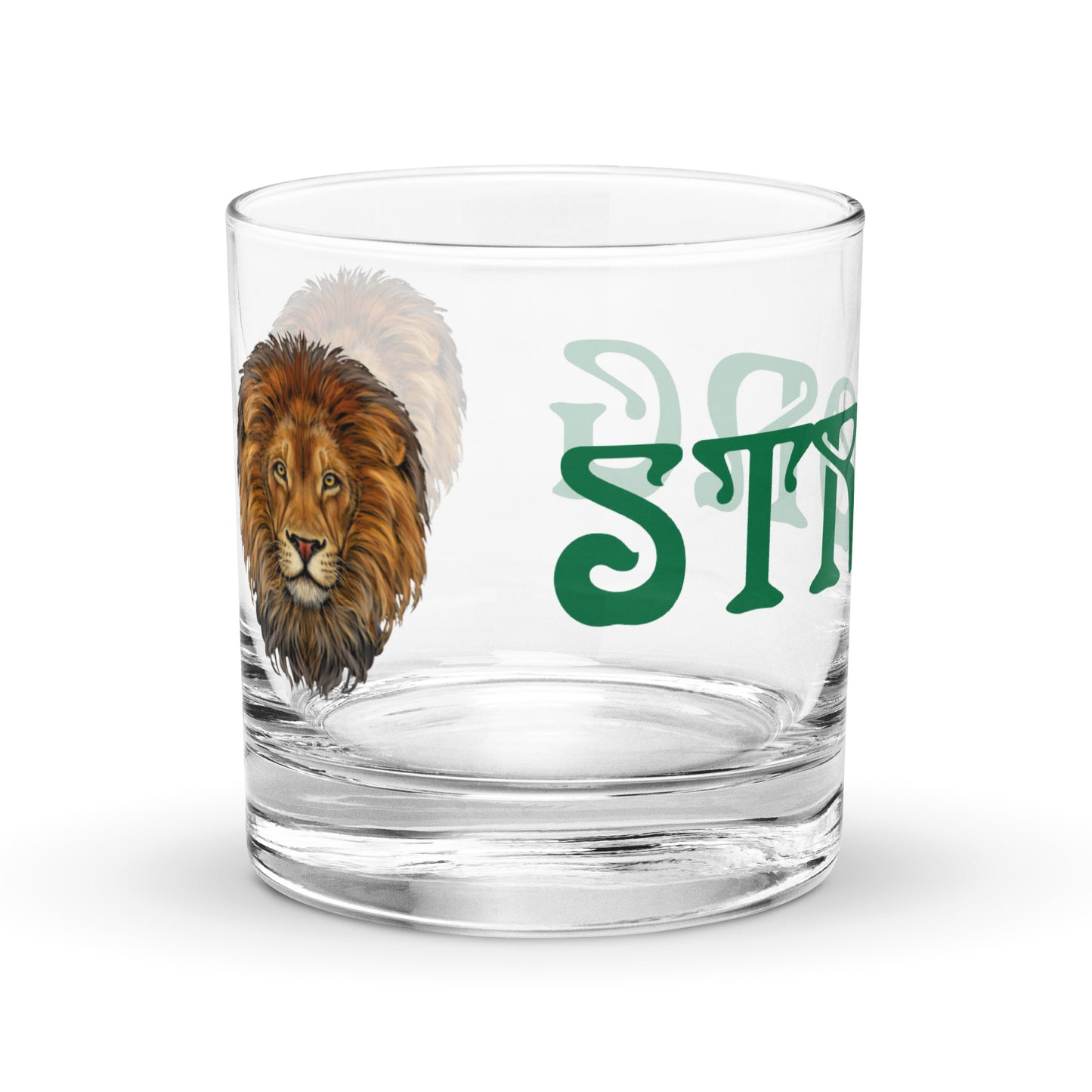“STRONG”Rocks Glass W/Green Font