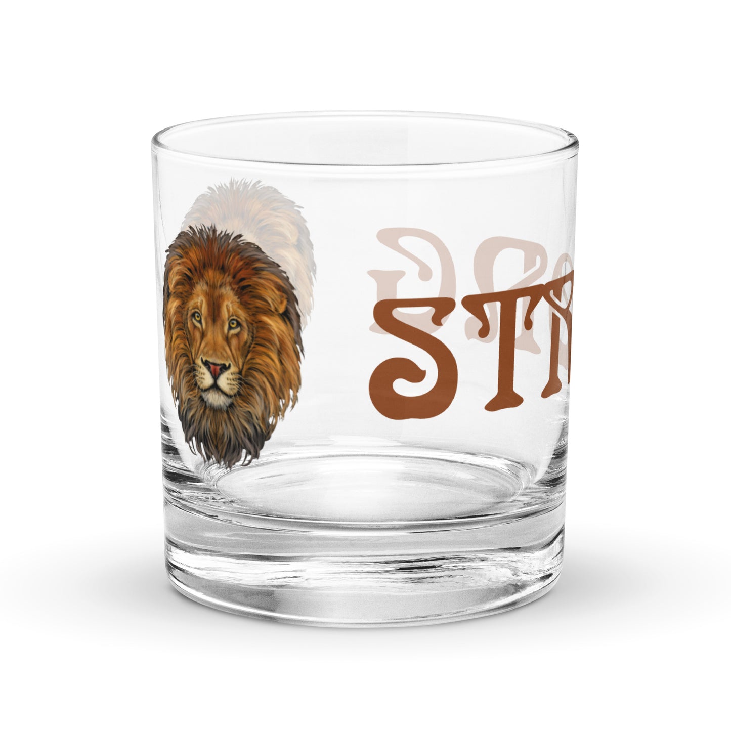 “STRONG”Rocks Glass W/Brown Font