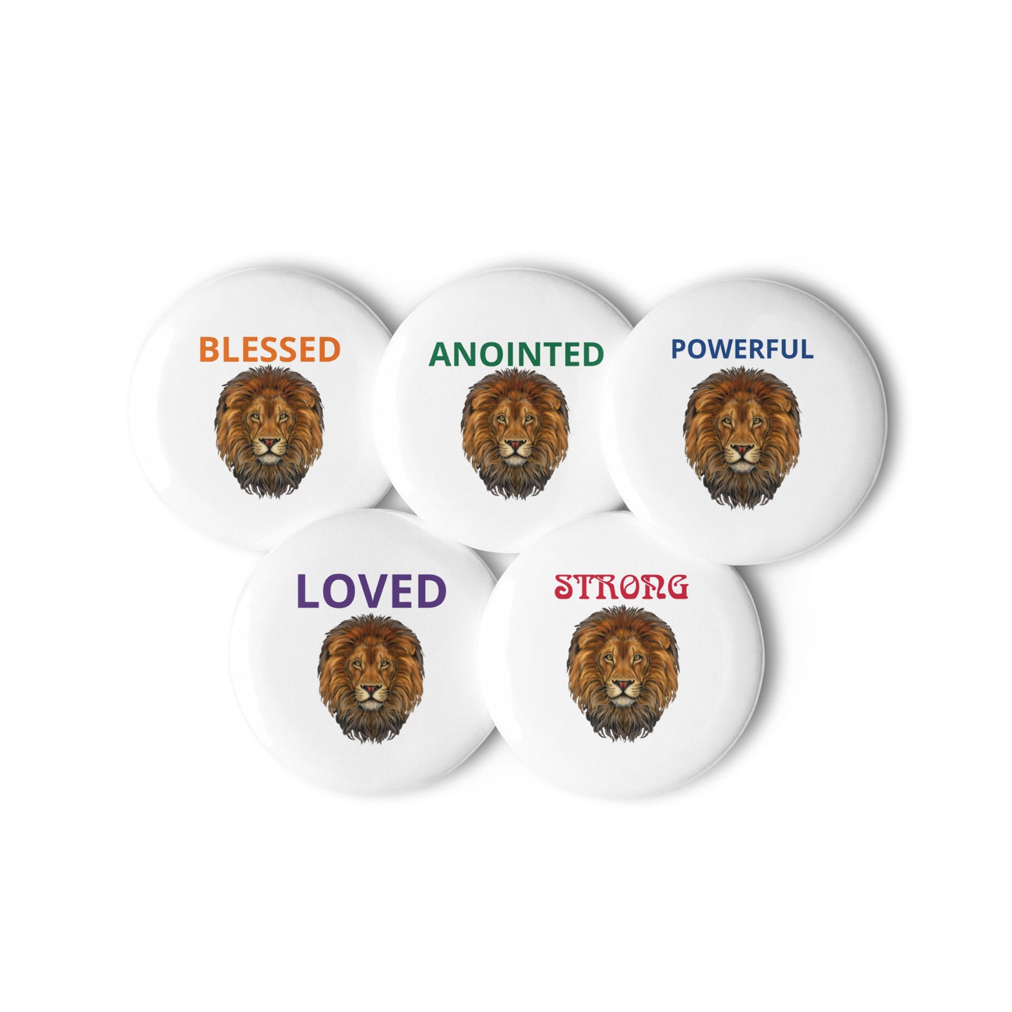 “IAM”Affirmation Set of Pin Buttons W/Rainbow Font