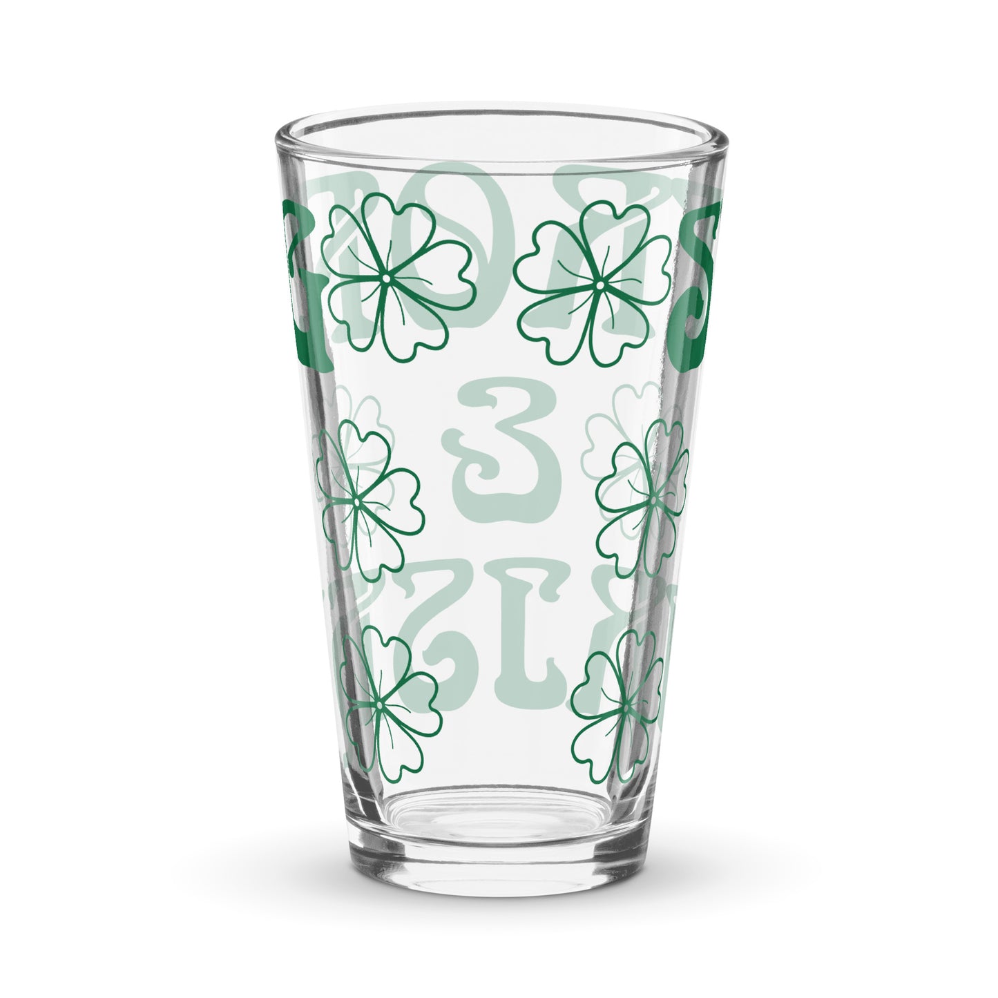 “STRONG & IRISH!”Shaker Pint Glass W/Green Font