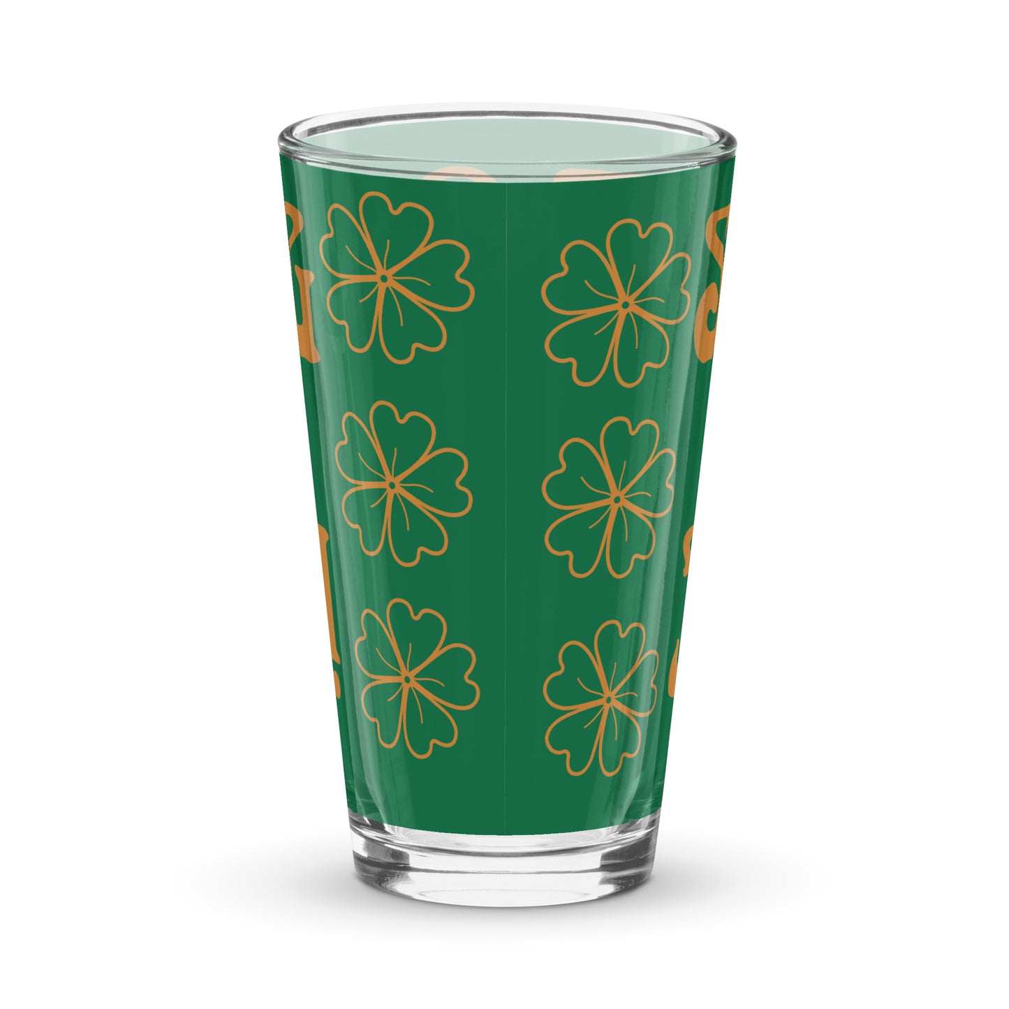 “STRONG &IRISH!”Green Shaker Pint Glass W/Bronze Font