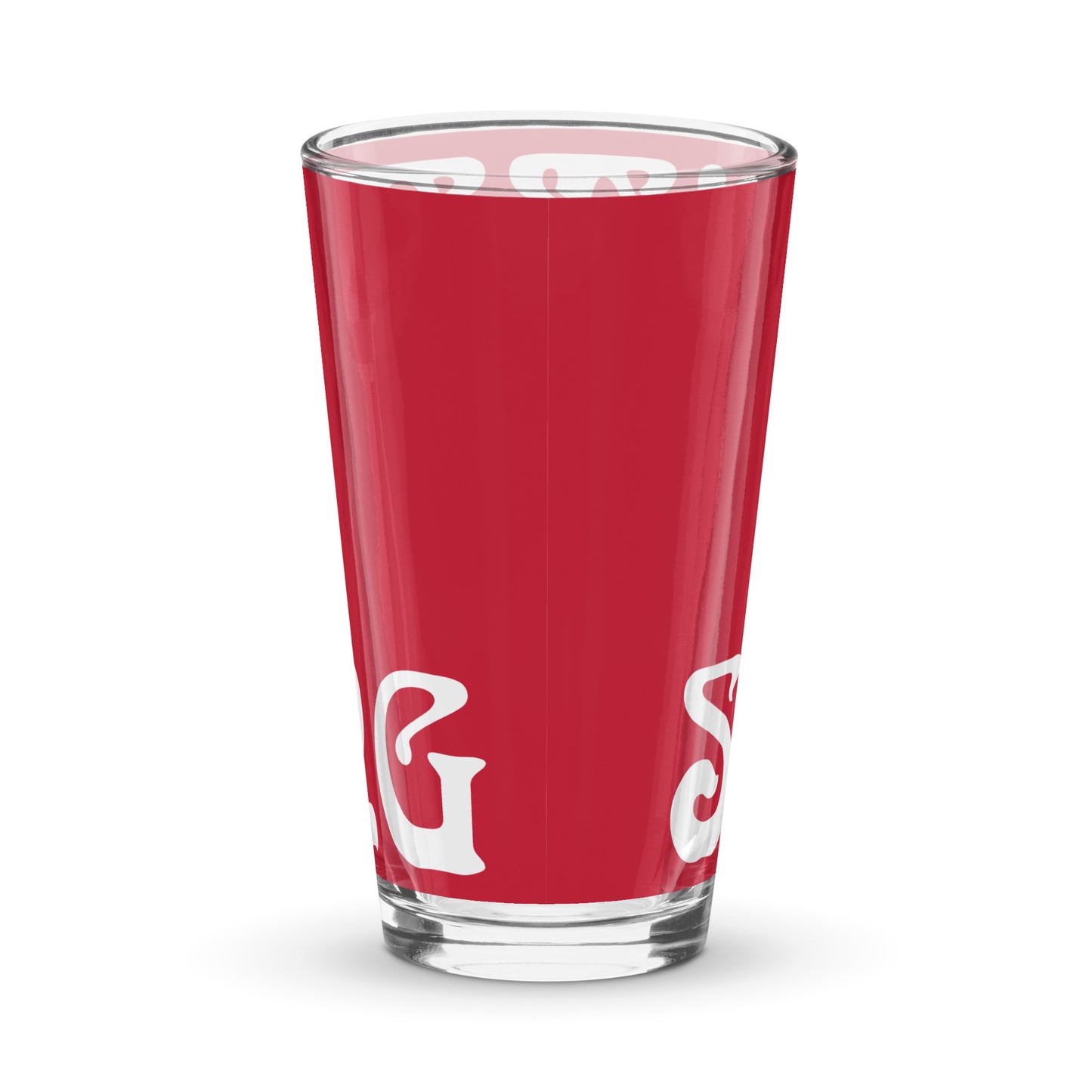 “I’AM STRONG”Red Shaker Pint Glass W/White Font