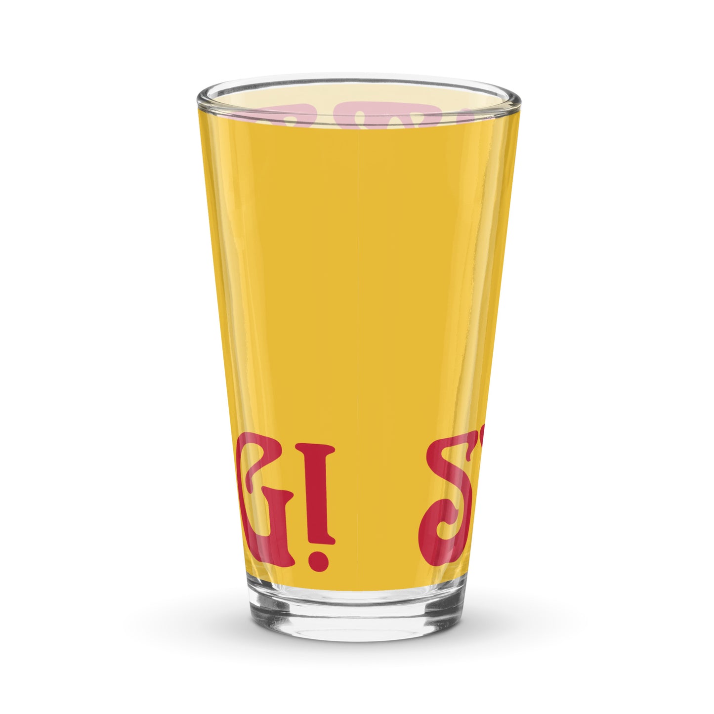 “I’AM STRONG”Yellow Shaker Pint Glass W/Red Font