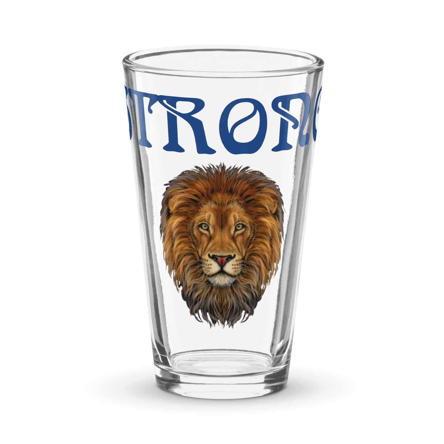 “STRONG”Shaker Pint Glass W/Blue Font