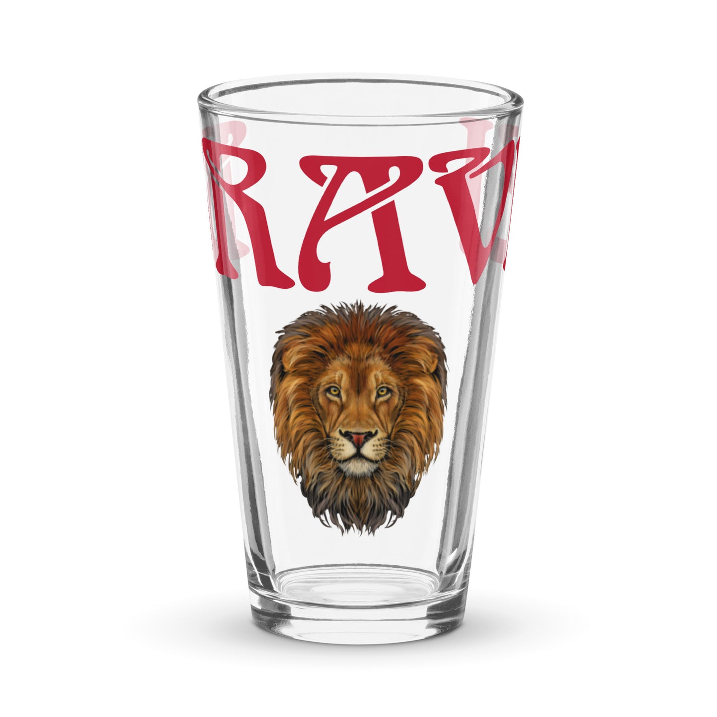 “BRAVE!Shaker Pint Glass W/Red Font