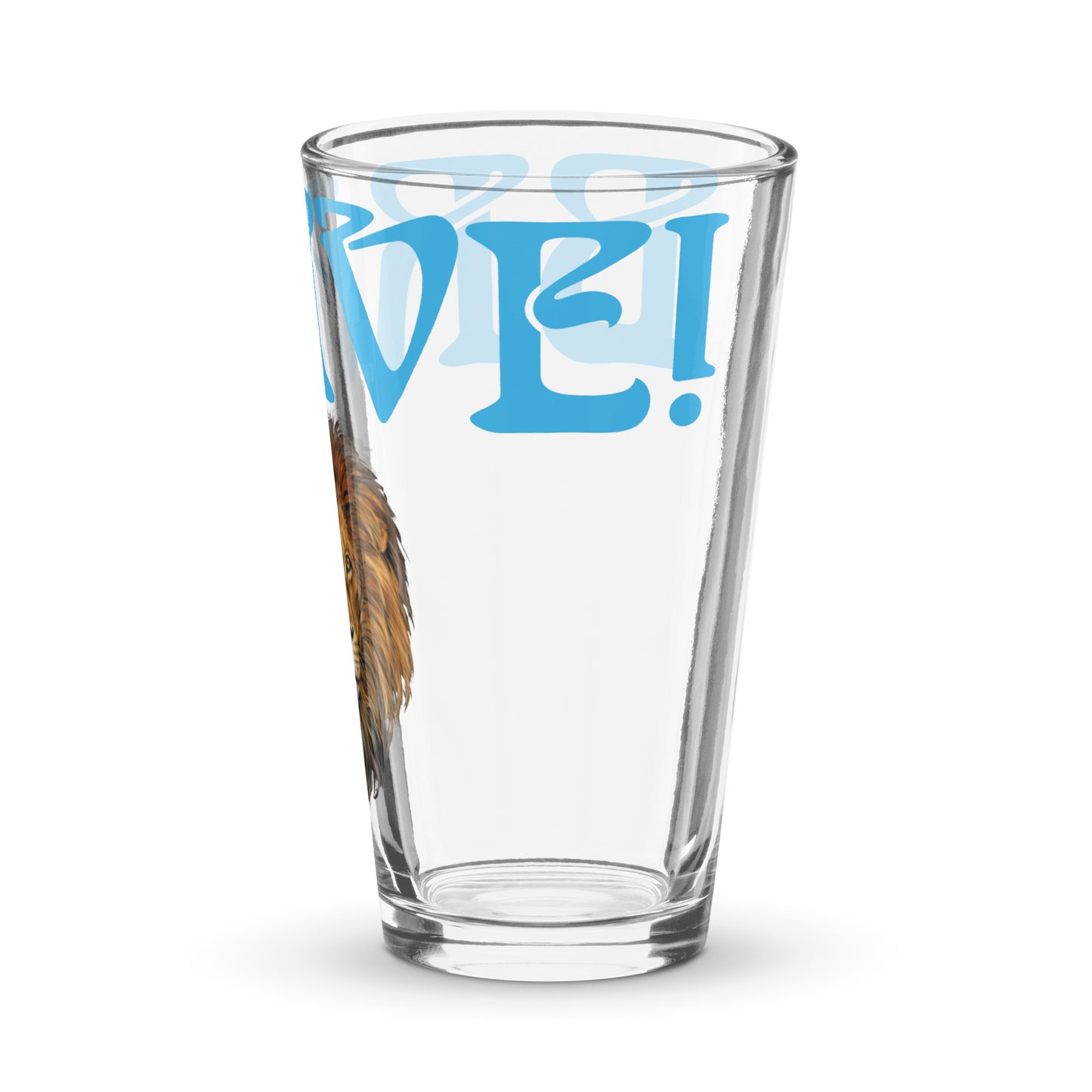 “BRAVE!”Shaker Pint Glass W/SkyBlue Font