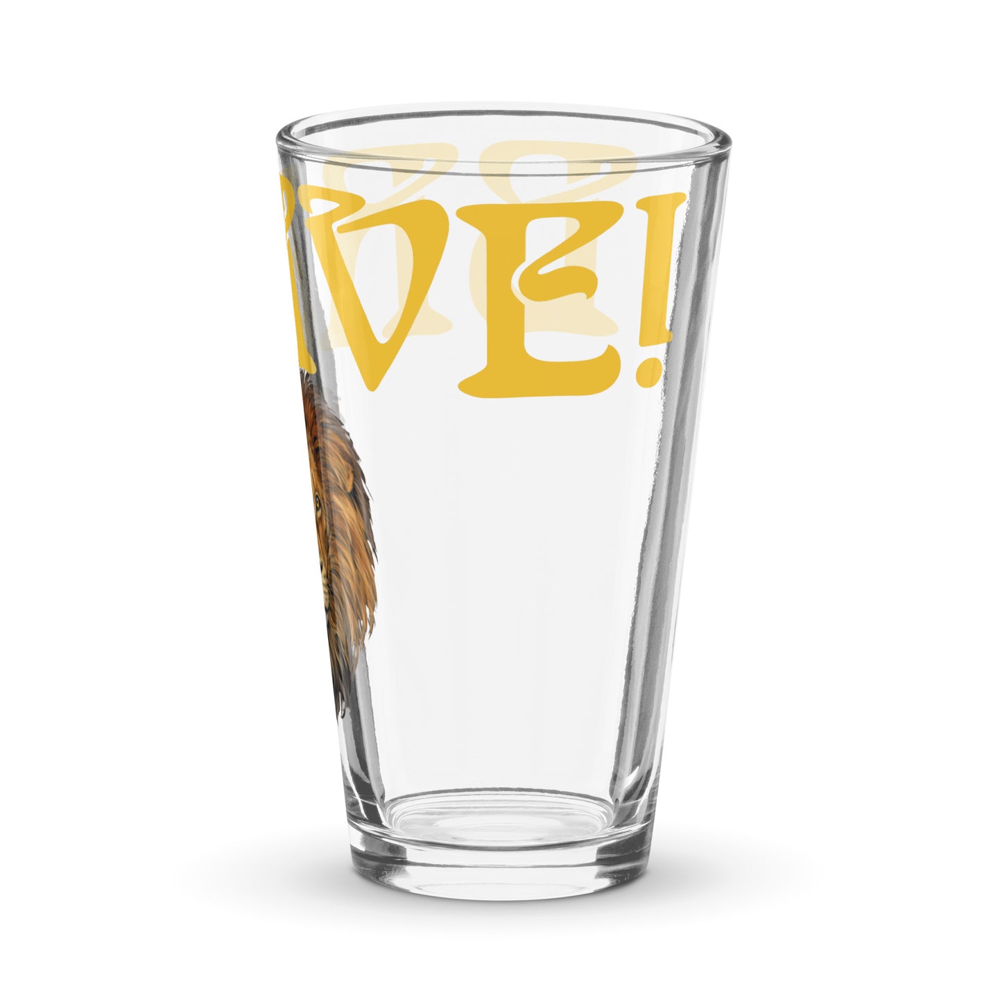 “BRAVE!”Shaker Pint Glass W/Yellow Font