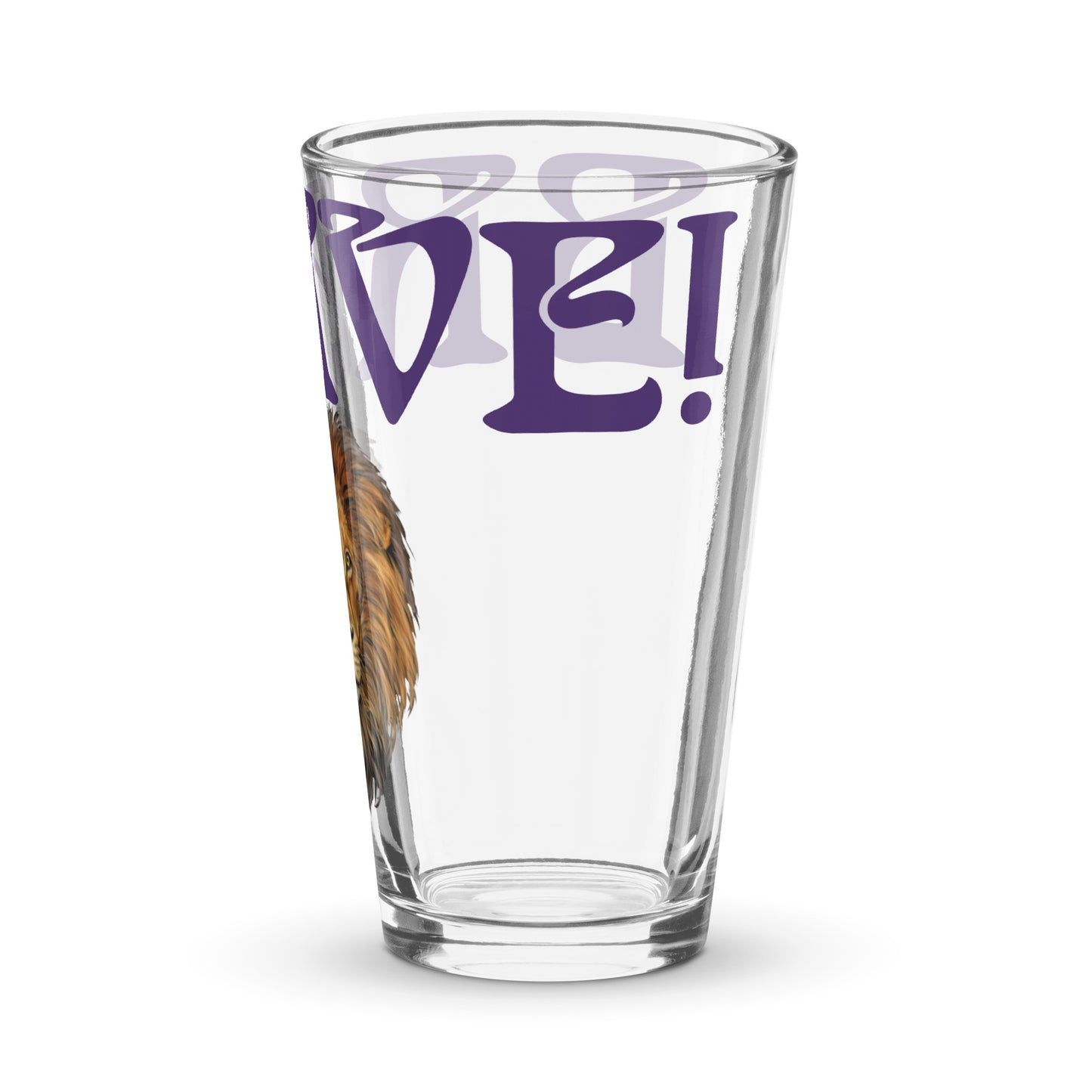 “BRAVE!”Shaker Pint Glass W/Purple Font