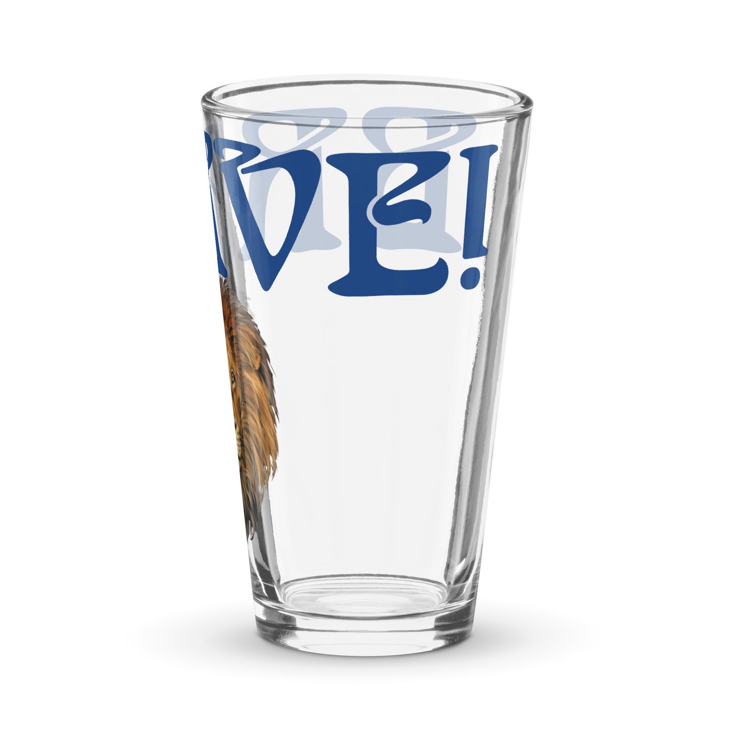 “BRAVE!”Shaker Pint Glass W/Blue Font