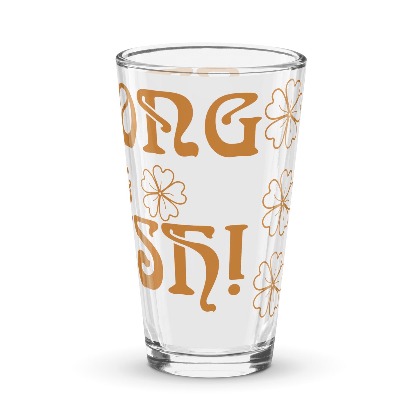 “STRONG & IRISH!”White Shaker Pint Glass W/Bronze Font