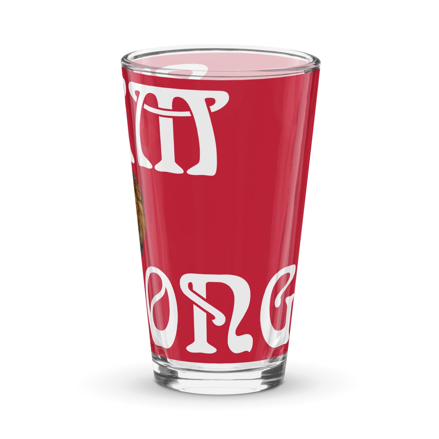 “I’AM STRONG”Red Shaker Pint Glass W/White Font