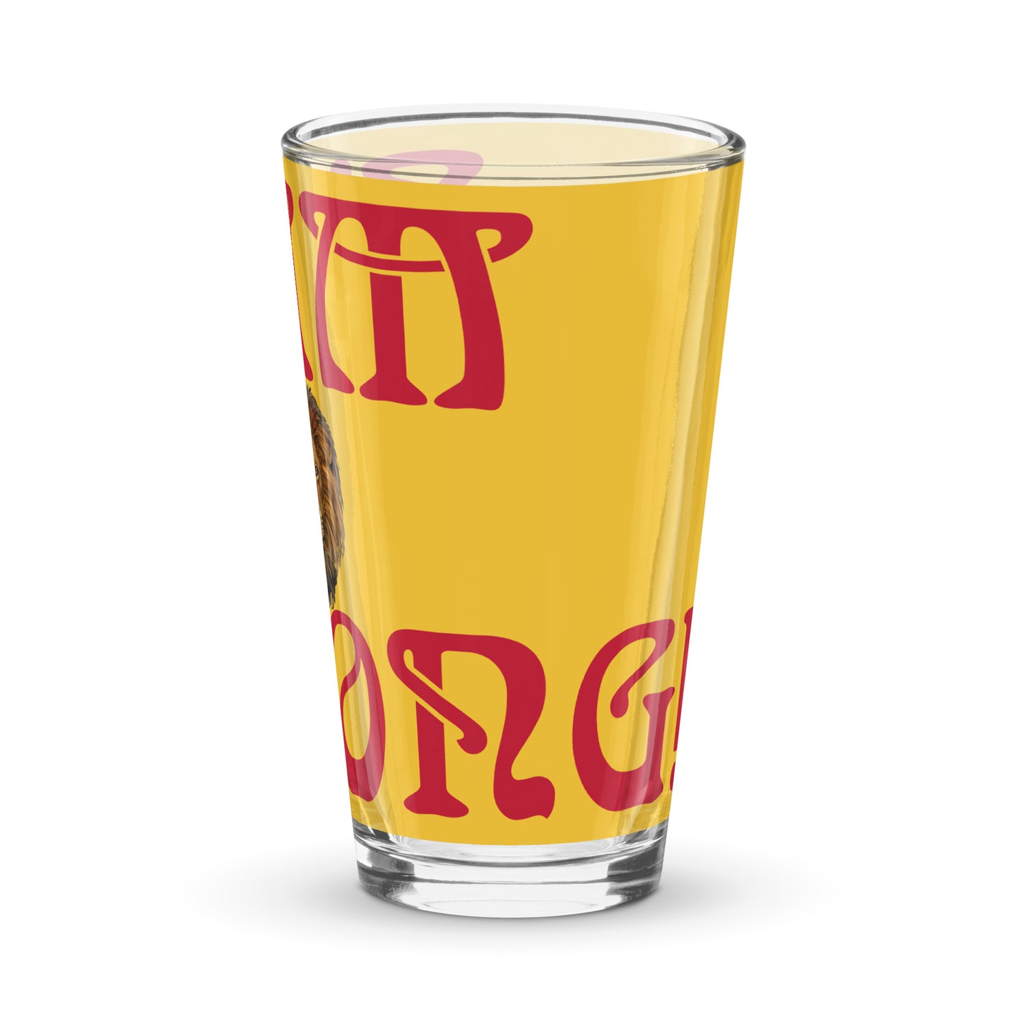 “I’AM STRONG”Yellow Shaker Pint Glass W/Red Font