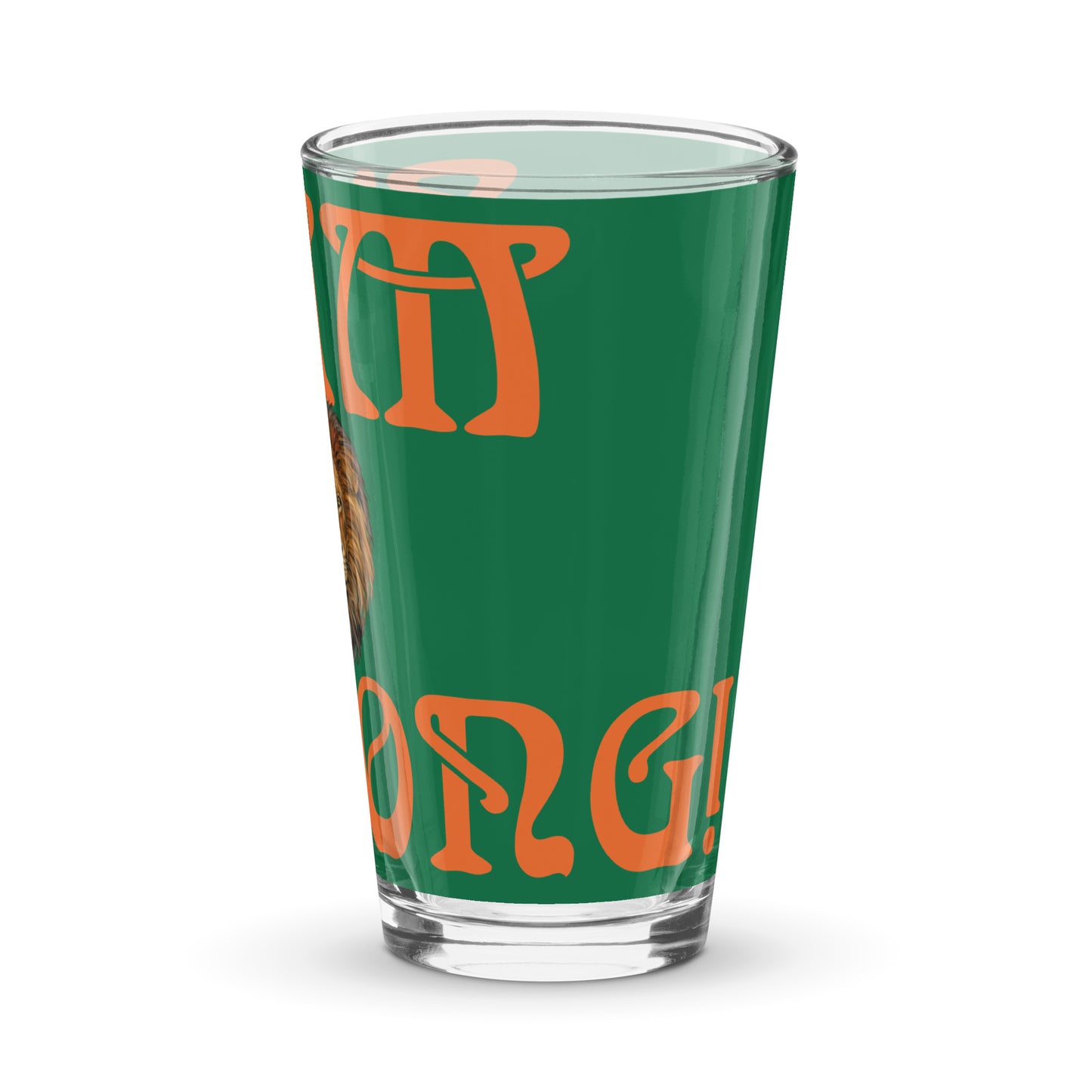 “I’AM STRONG”Green Shaker Pint Glass W/Orange Font