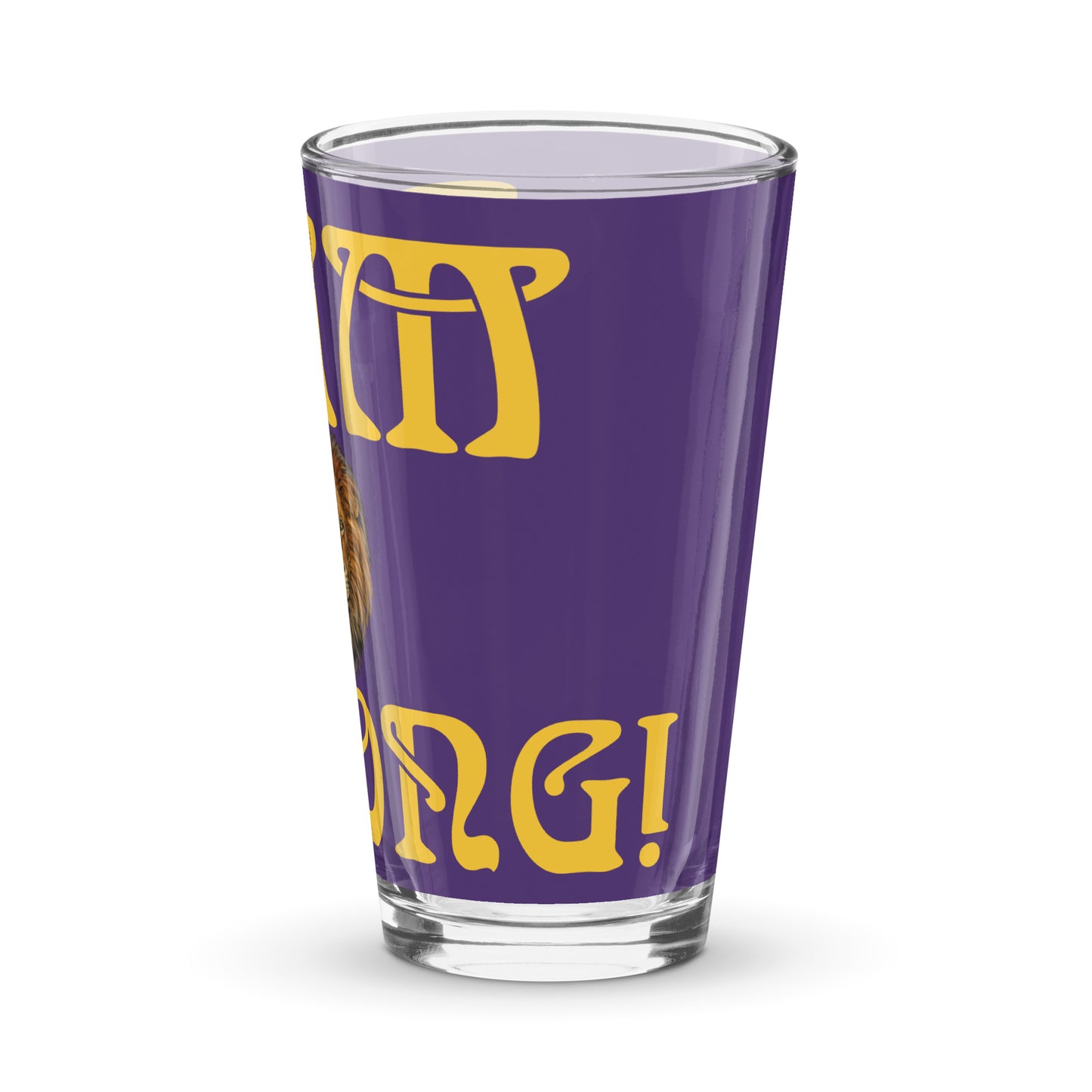 “I’AM STRONG”Purple Shaker Pint Glass W/Yellow Font