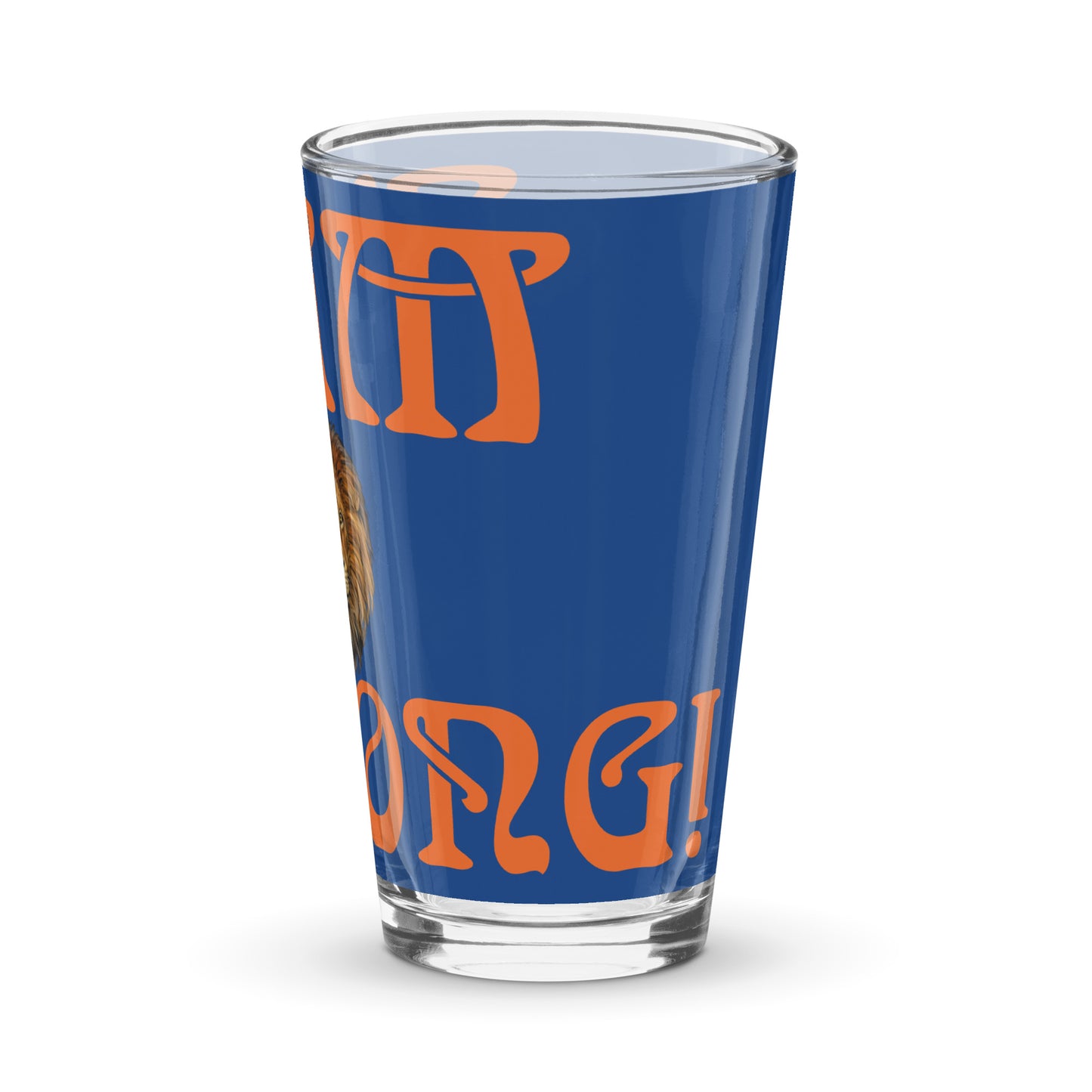 “I’AM STRONG”Blue Shaker Pint Glass W/Orange Font