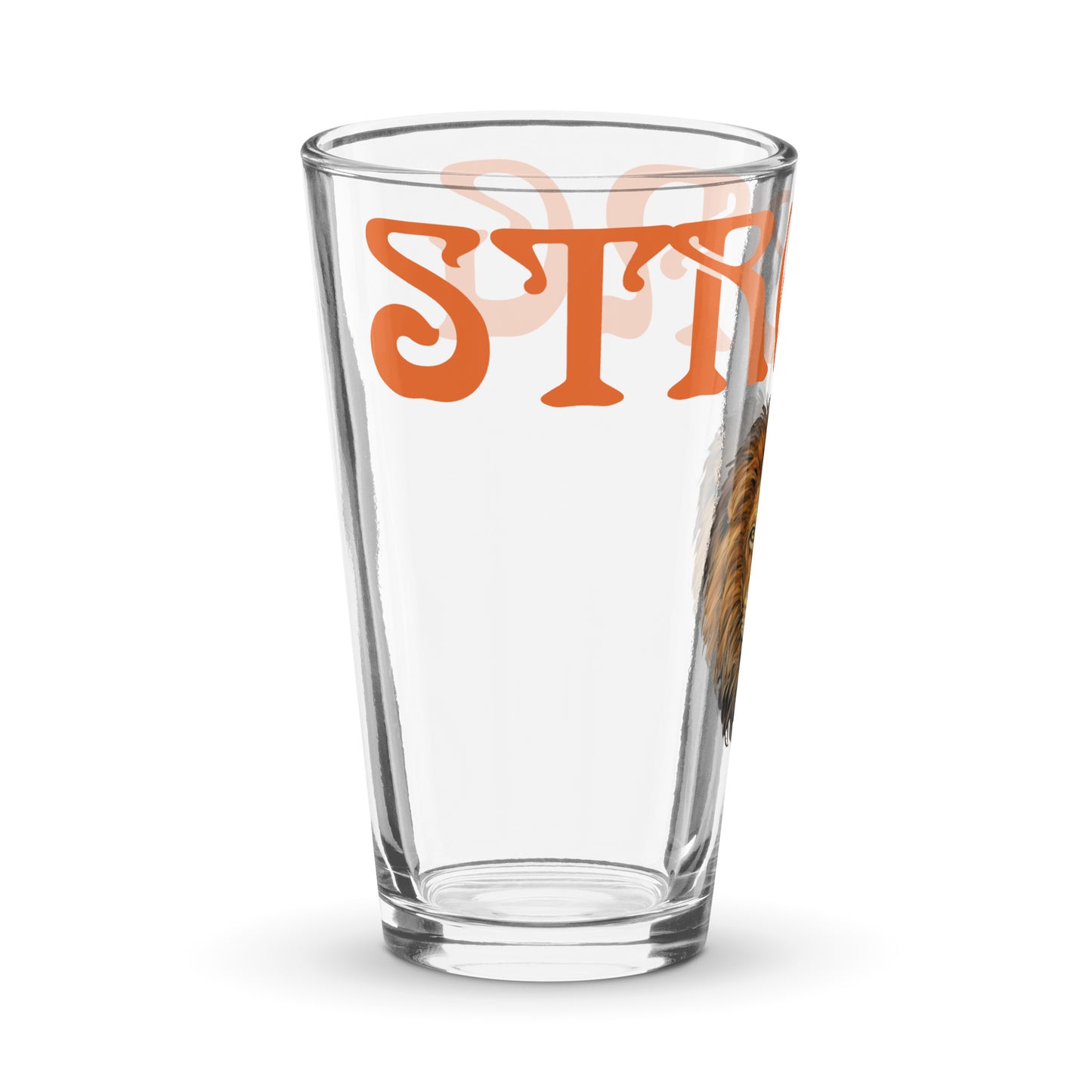“STRONG”Shaker Pint Glass W/Orange Font