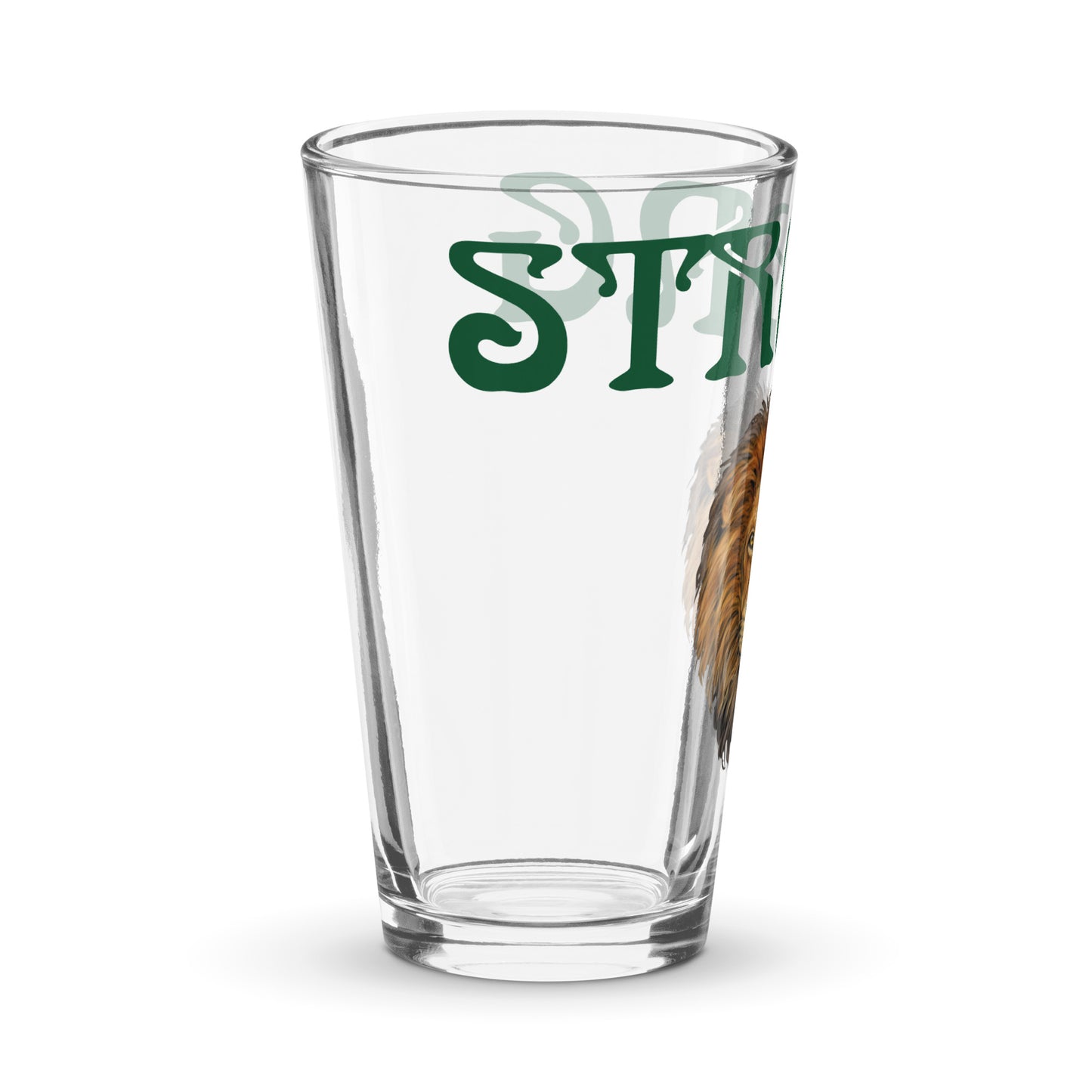 “STRONG”Shaker Pint Glass W/Green Font