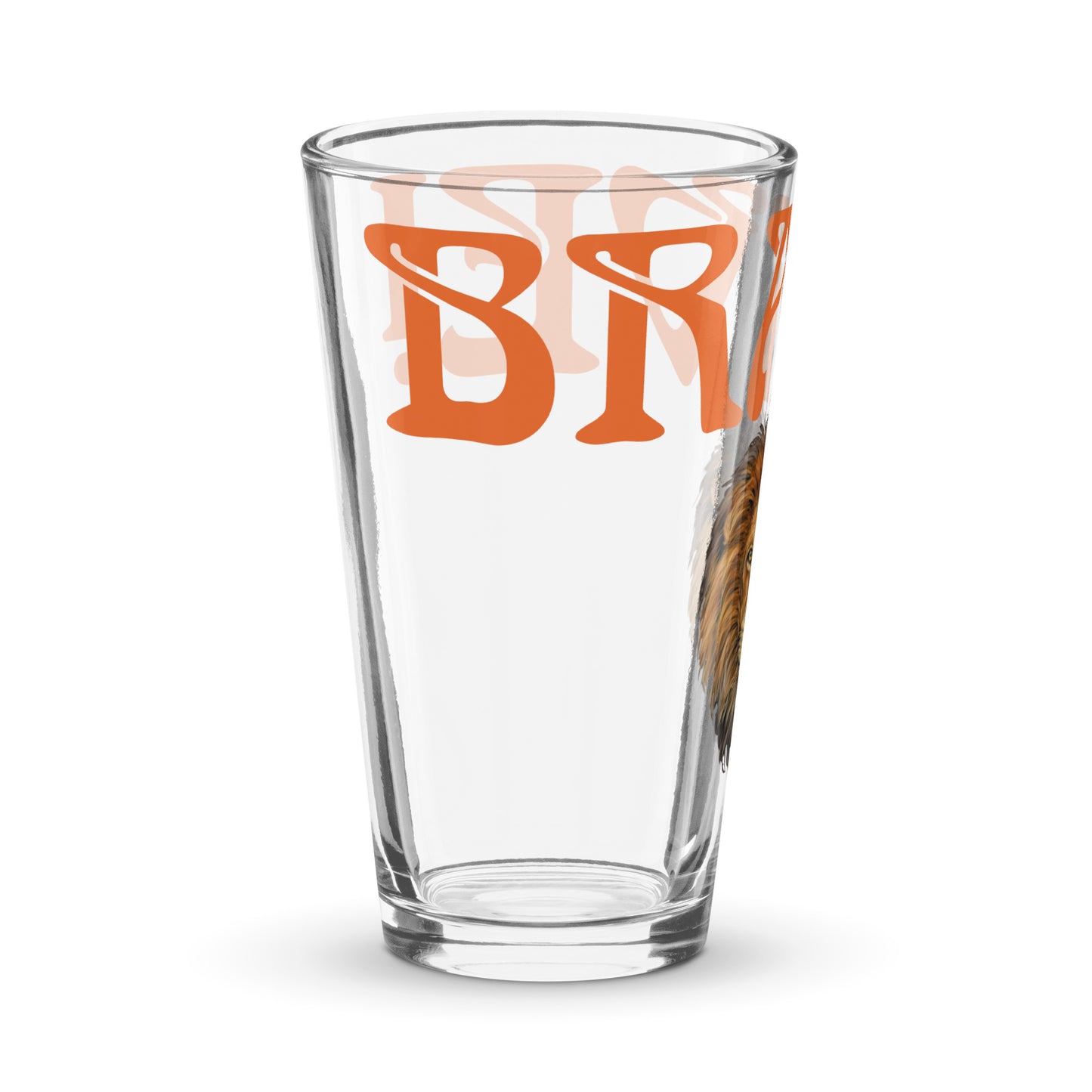 “BRAVE!”Shaker Pint Glass W/Orange Font