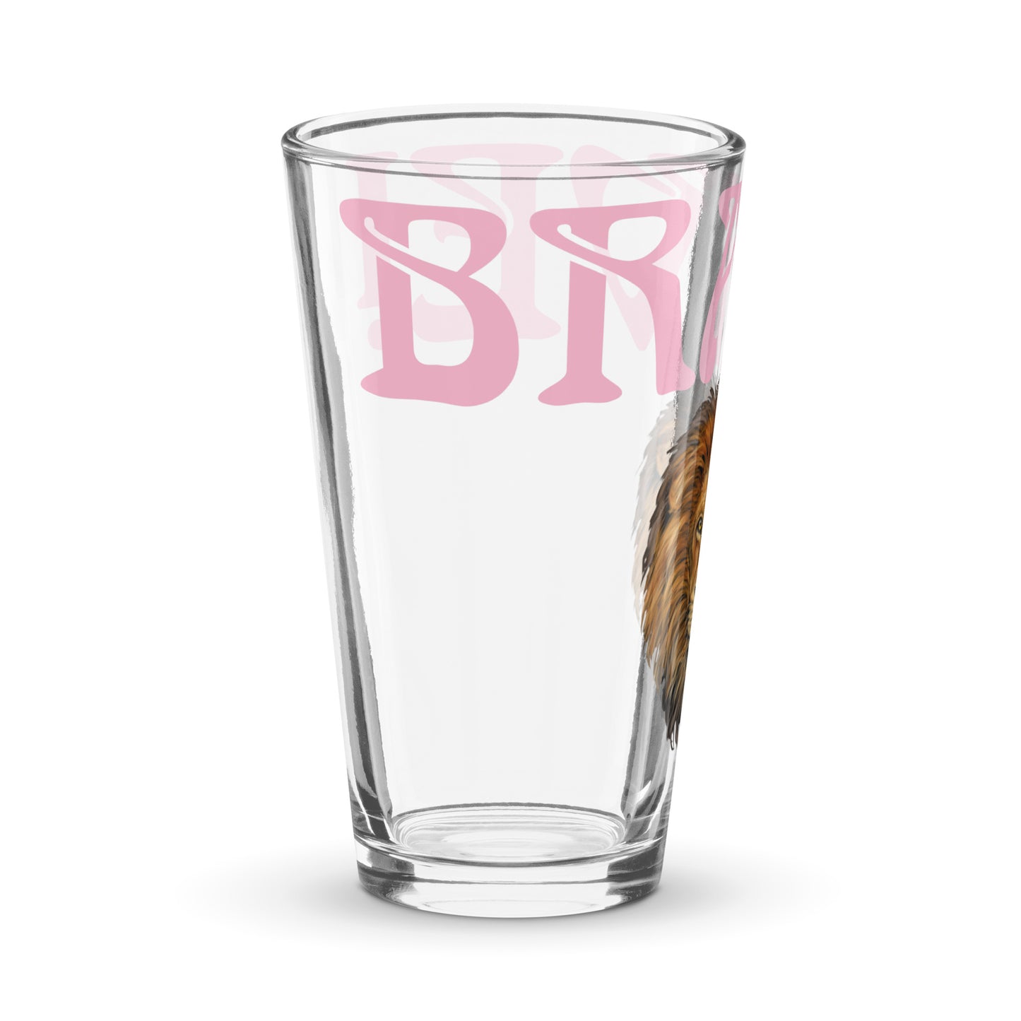 “BRAVE!”Shaker Pint Glass W/Cotton Candy Font