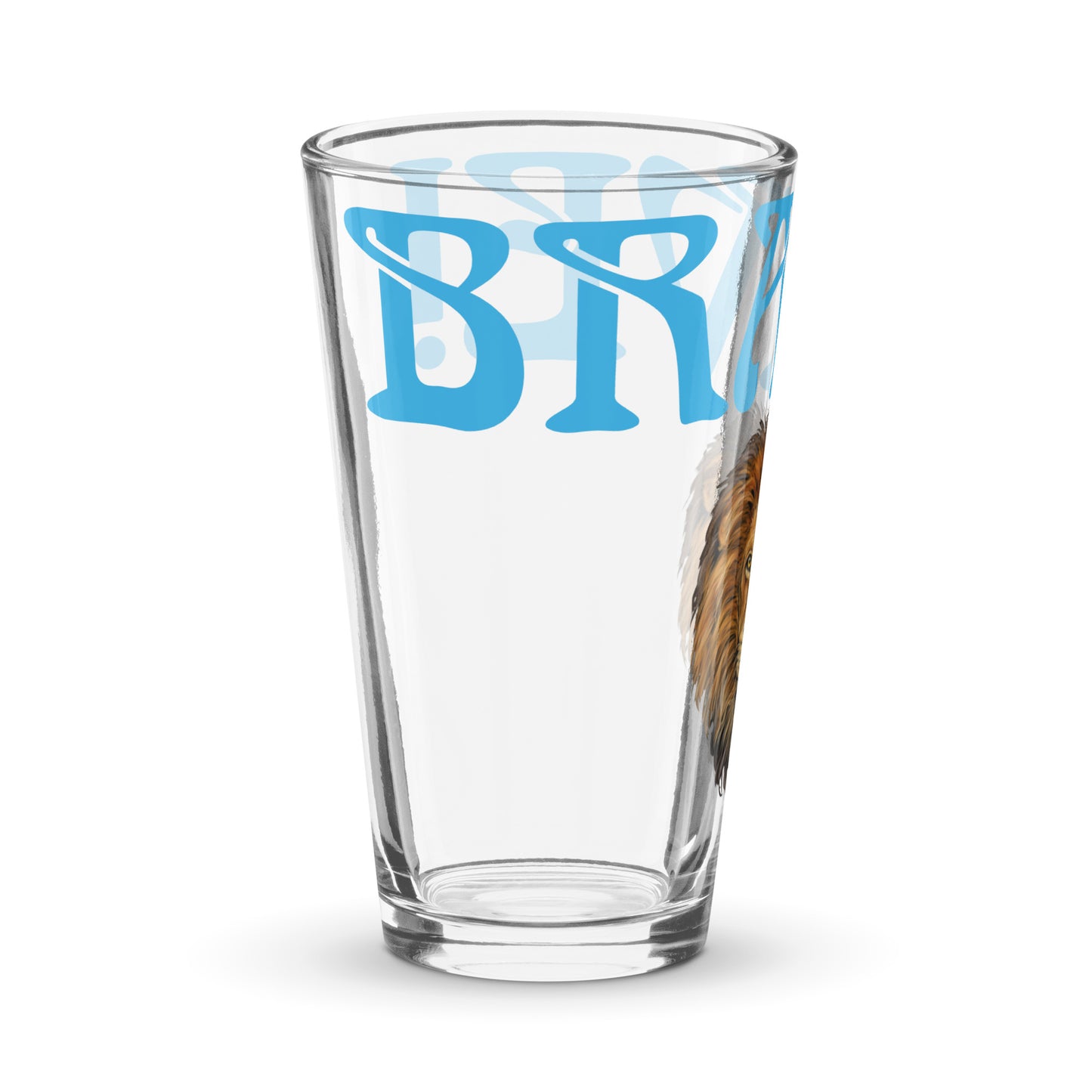 “BRAVE!”Shaker Pint Glass W/SkyBlue Font