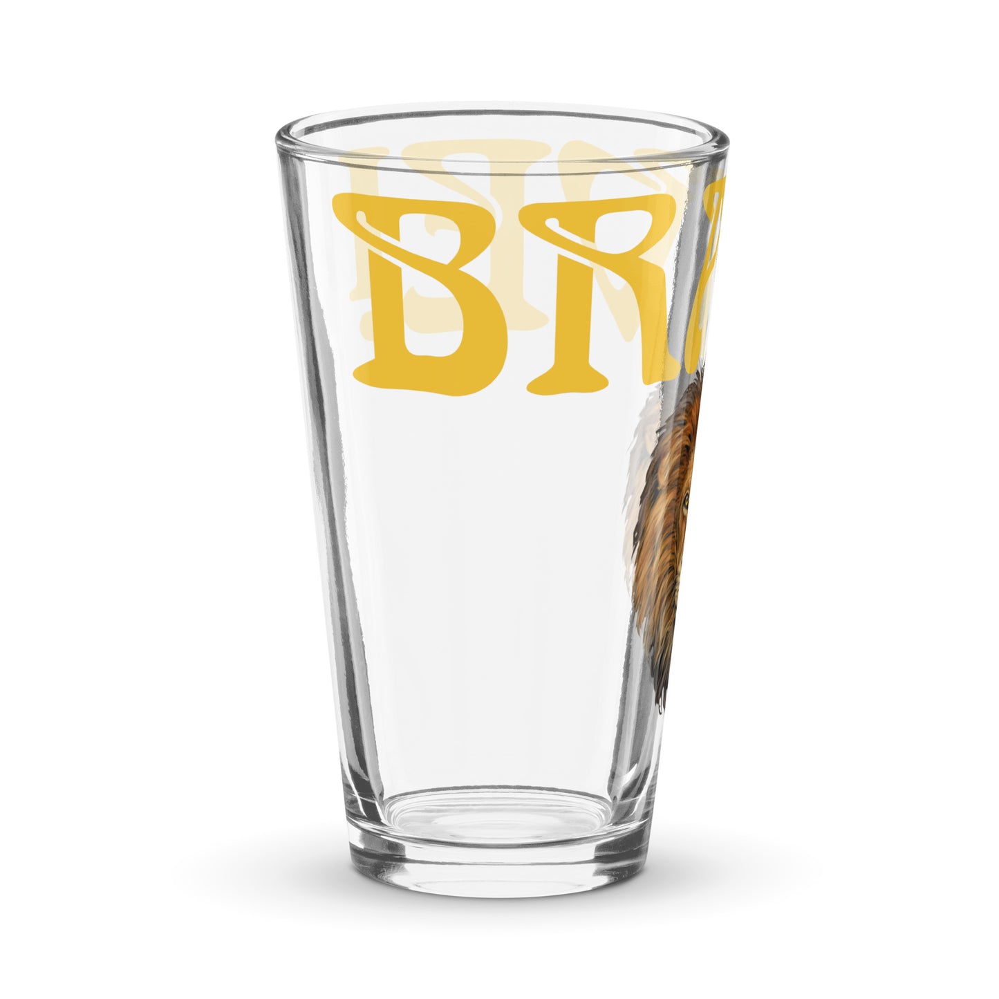“BRAVE!”Shaker Pint Glass W/Yellow Font